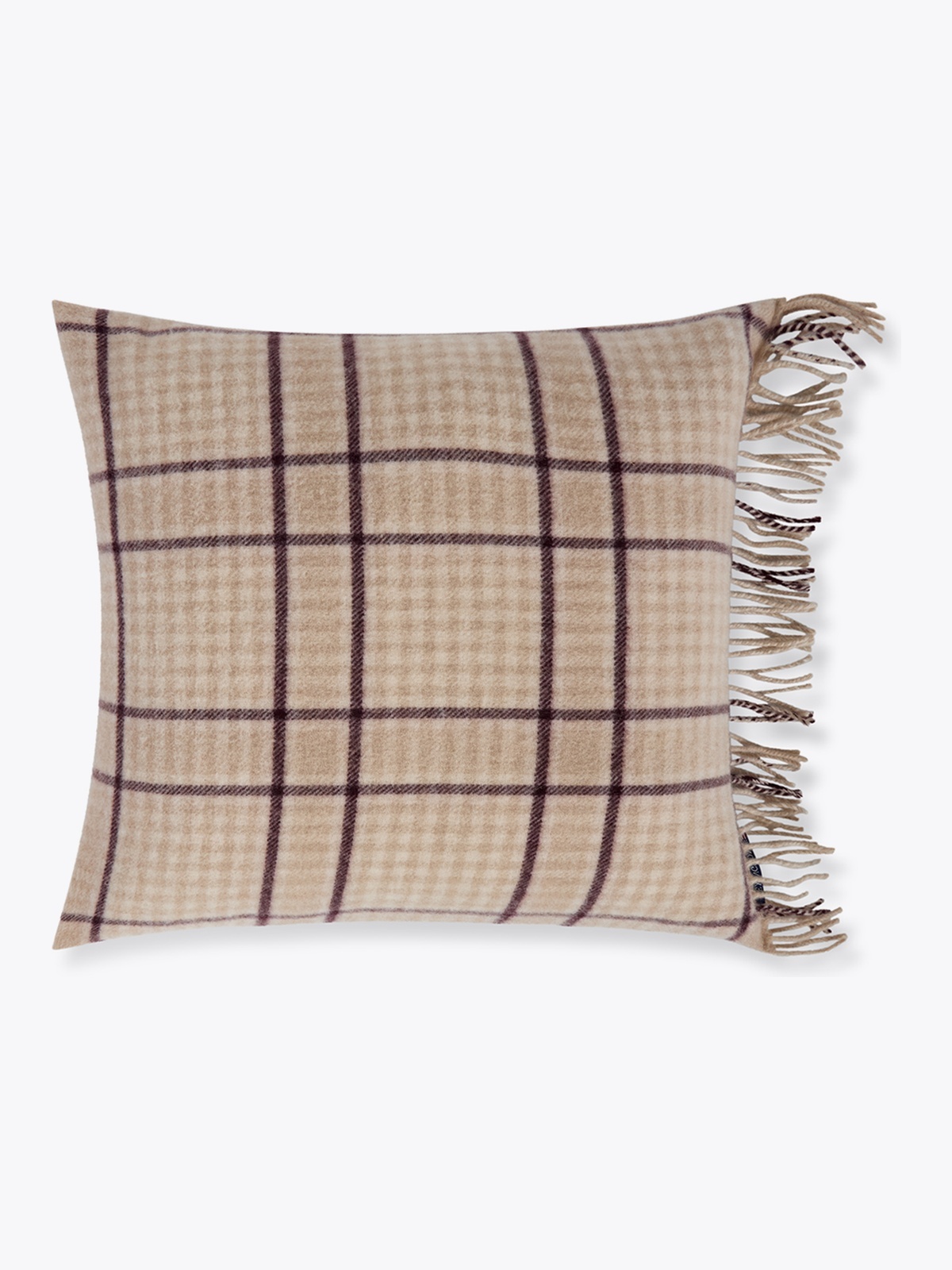 Lexington Checked Recycled Wool Pillow Cover 50x50 Beige