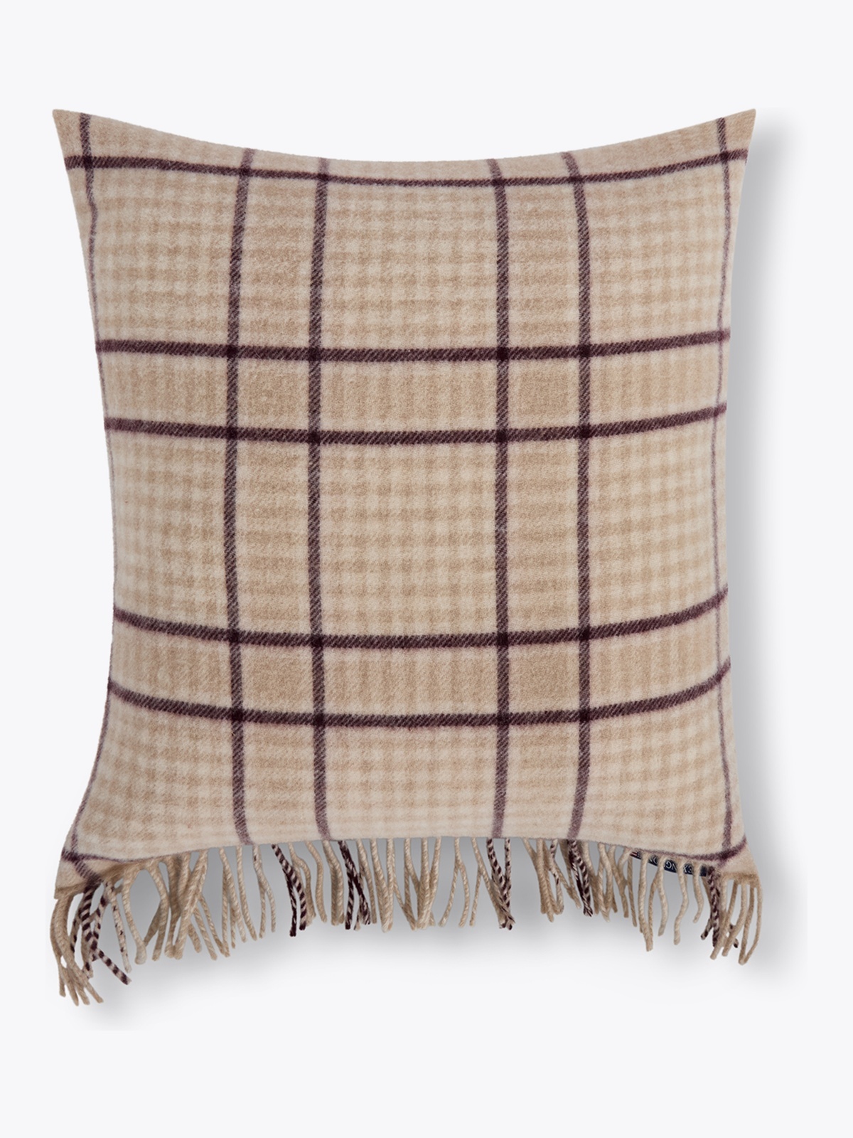 Lexington Checked Recycled Wool Pillow Cover 50x50 Beige
