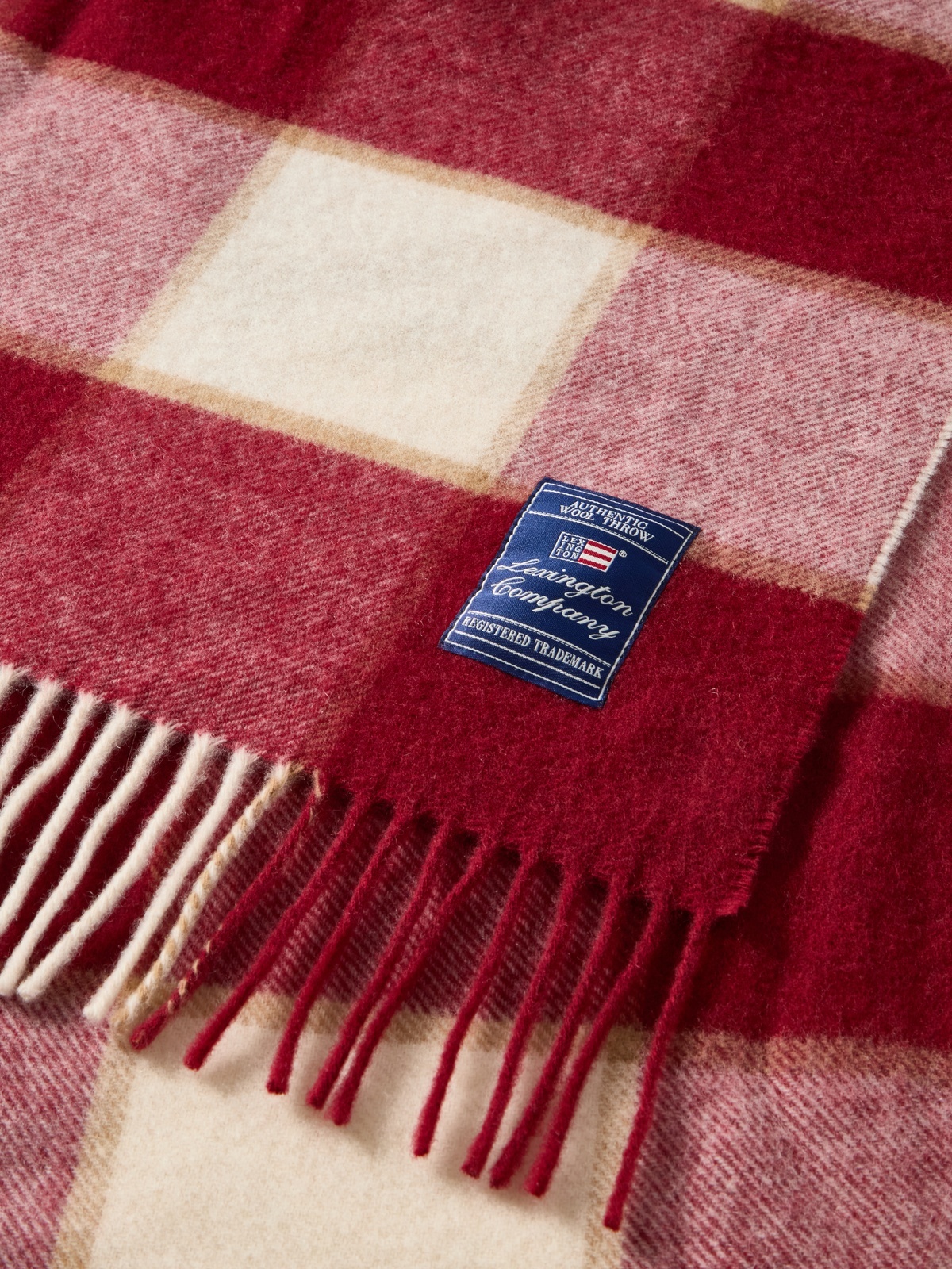 Lexington Checked Recycled Wool Throw 130x170 Rød