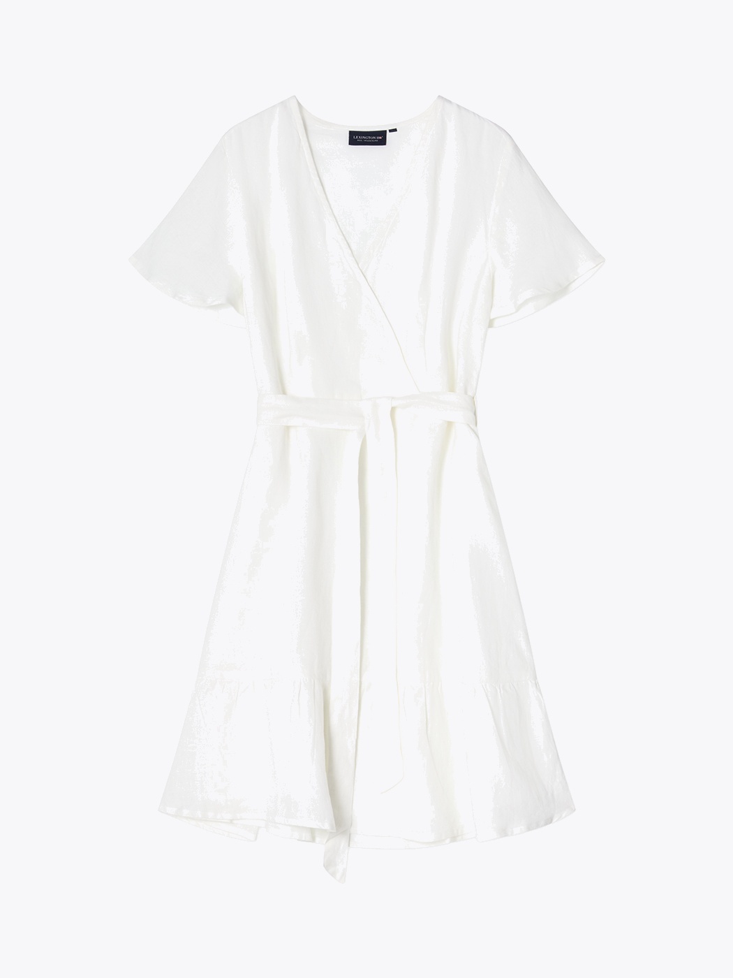 Lexington Belted Linen V-neck Dress White