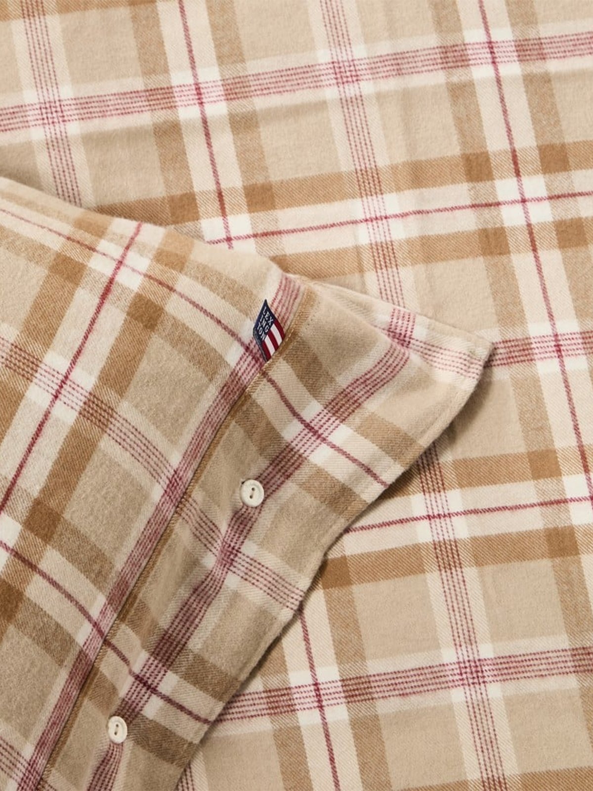 Lexington Pin Striped Cotton Flannel Bed Set 140x200/50x70 Fudge / Beige / Fig