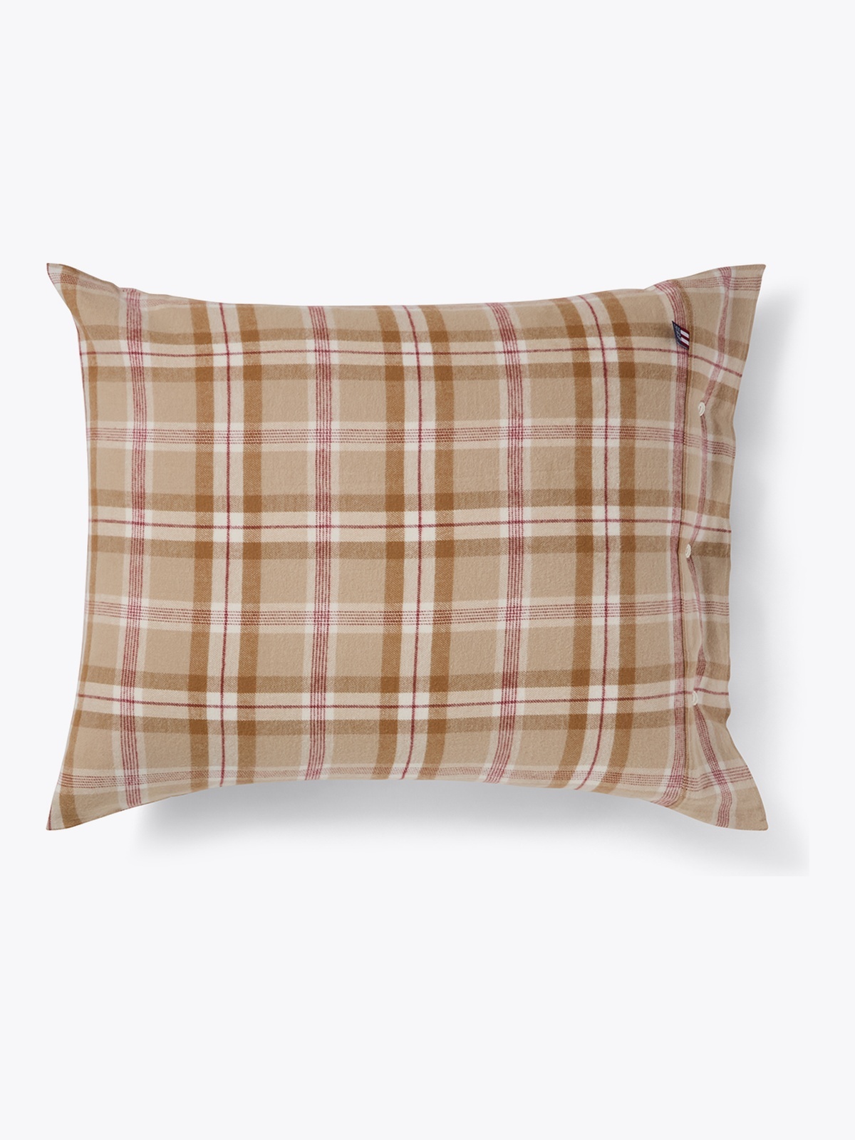Lexington Beige/Brown Pin Striped Cotton Flannel Bed Set 140x220/50x70 Brun