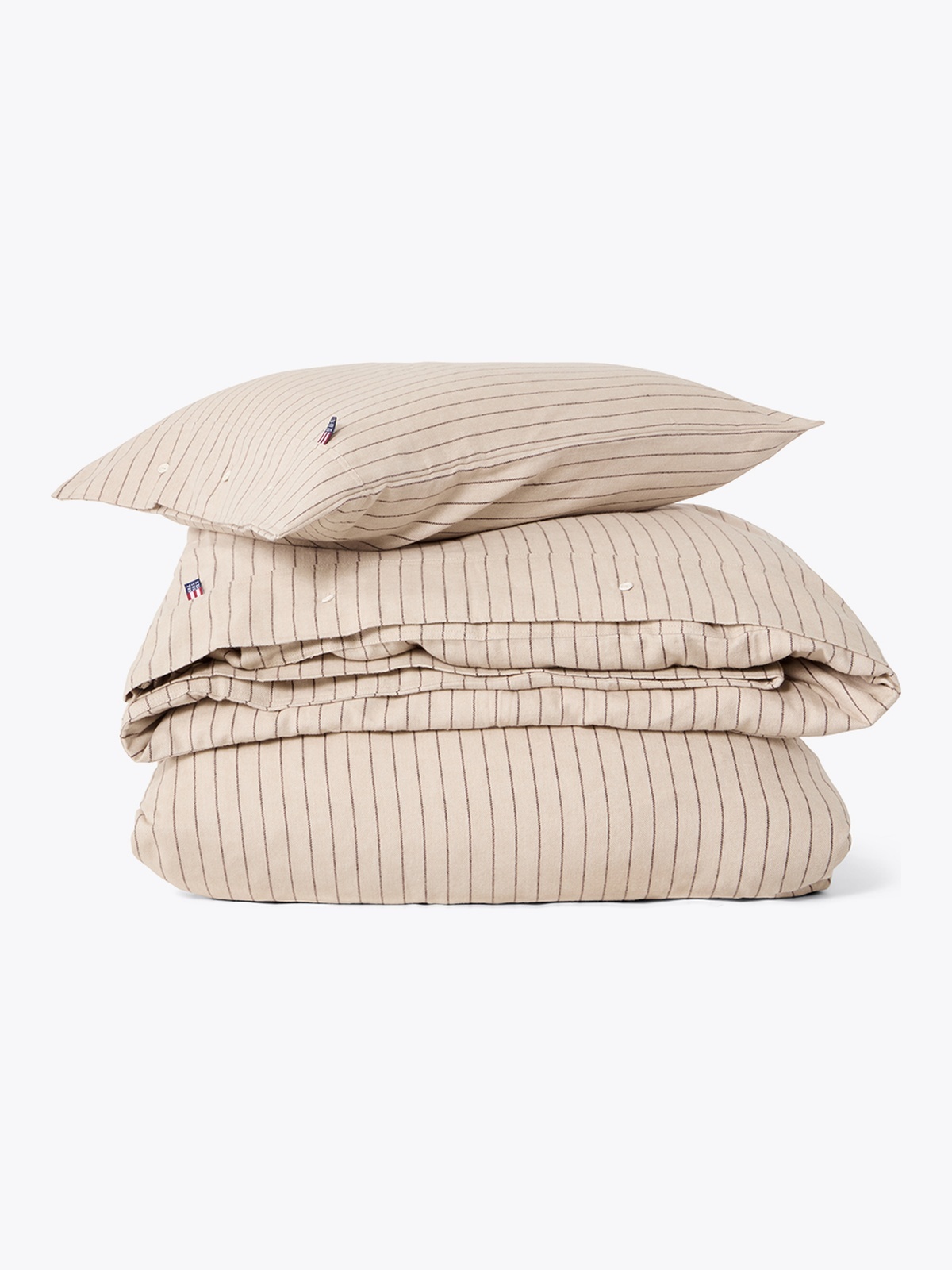 Lexington Beige/Brown Pin Striped Cotton Flannel Bed Set 200x220/50x70x2 Beige