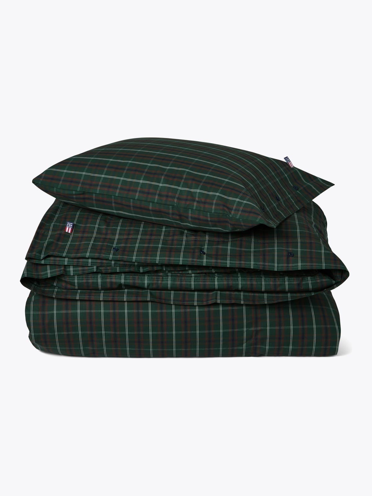 Lexington Green/Navy Checked Cotton Percale Bed Set 200x220/50x70x2 Flerfarget