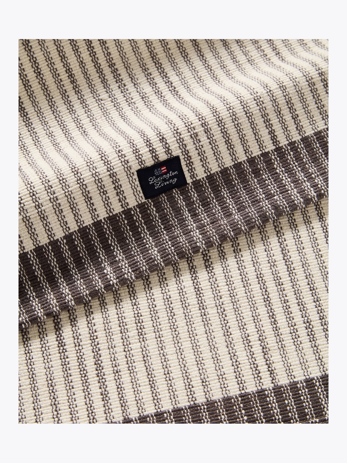 Lexington Striped Organic Cotton Rib Runner 50x250 Grå