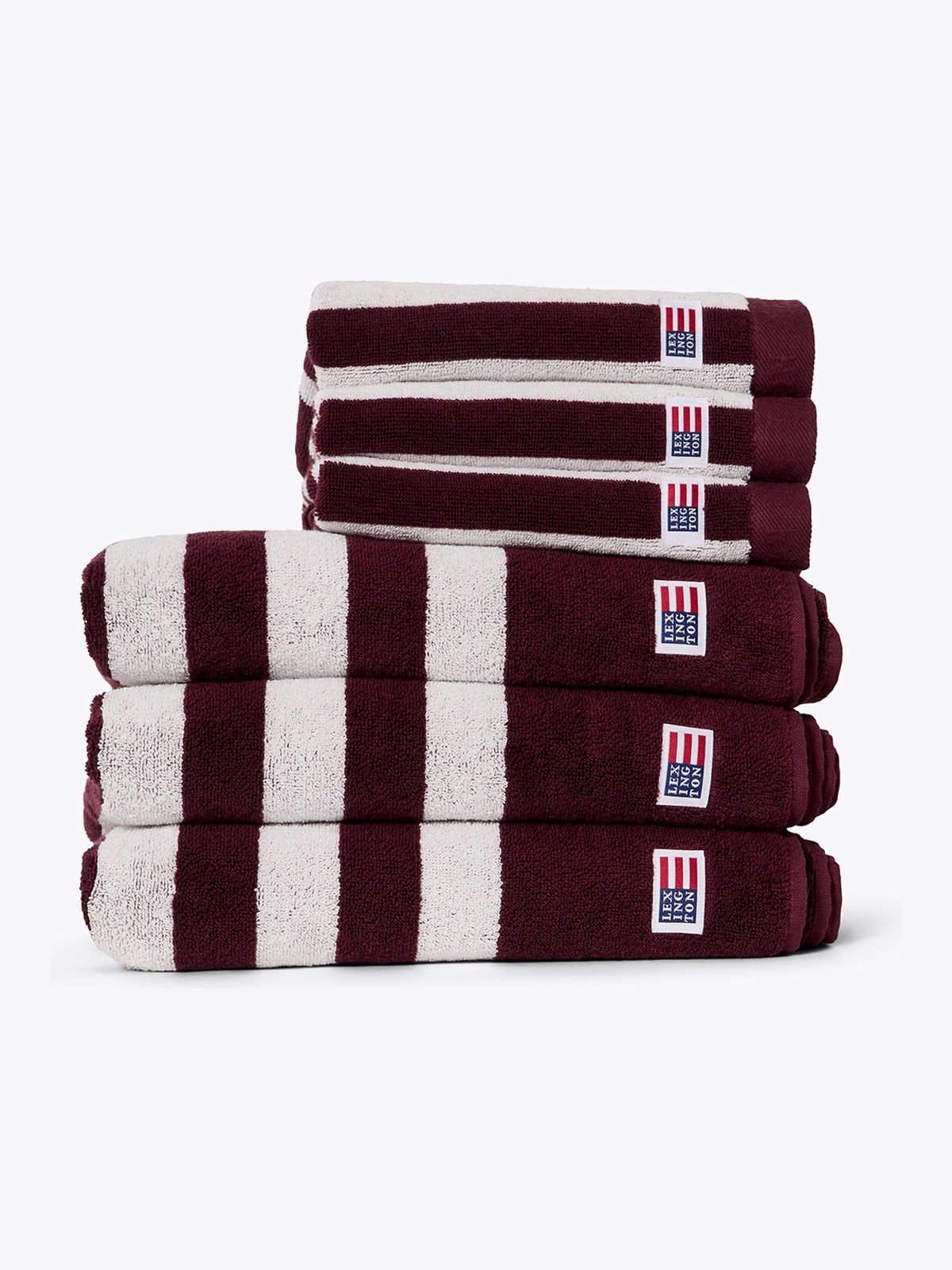 Lexington Striped Terry Towel Fig/Snow White 100x150 Lilla