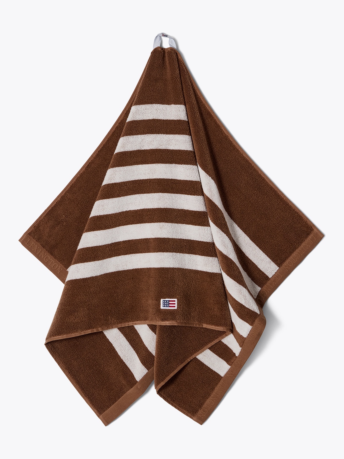 Lexington Striped Terry Towel Fig/Snow White 100x150 Brun