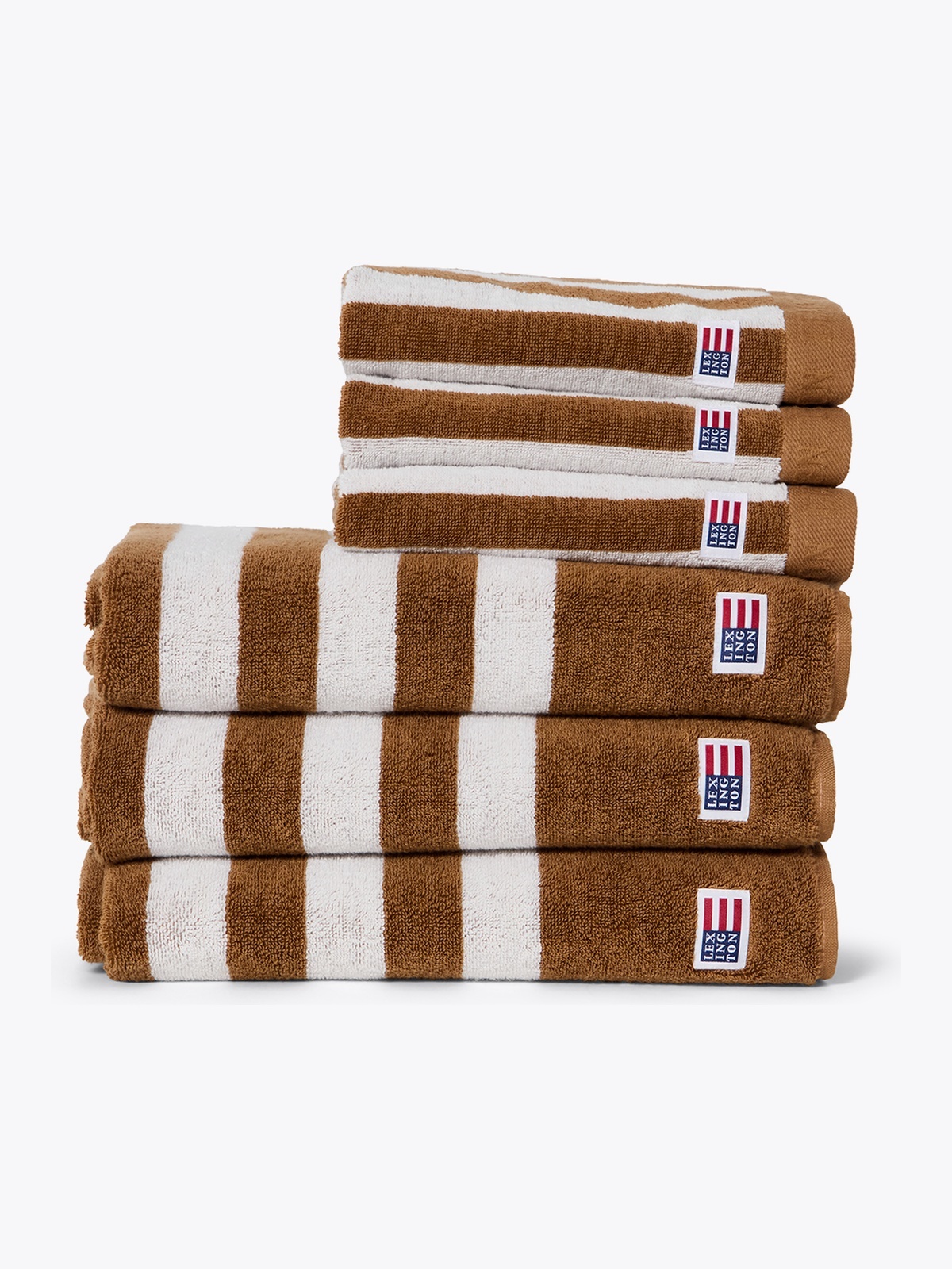 Lexington Striped Terry Towel Fig/Snow White 30x50 Brun