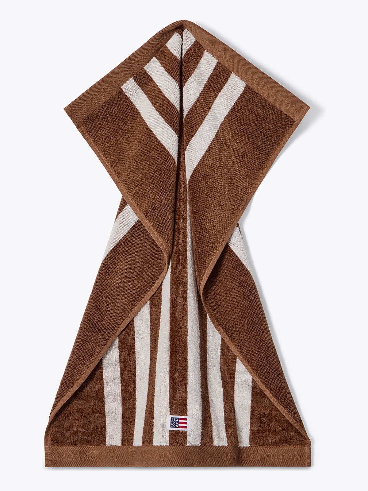 Lexington Striped Terry Towel Fig/Snow White 30x50 Brun