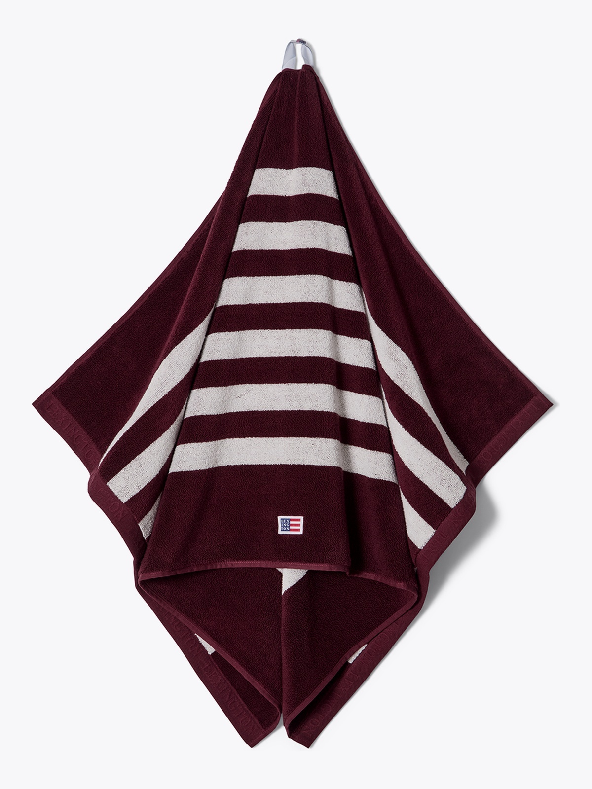 Lexington Striped Terry Towel Fig/Snow White 50x70 Lilla