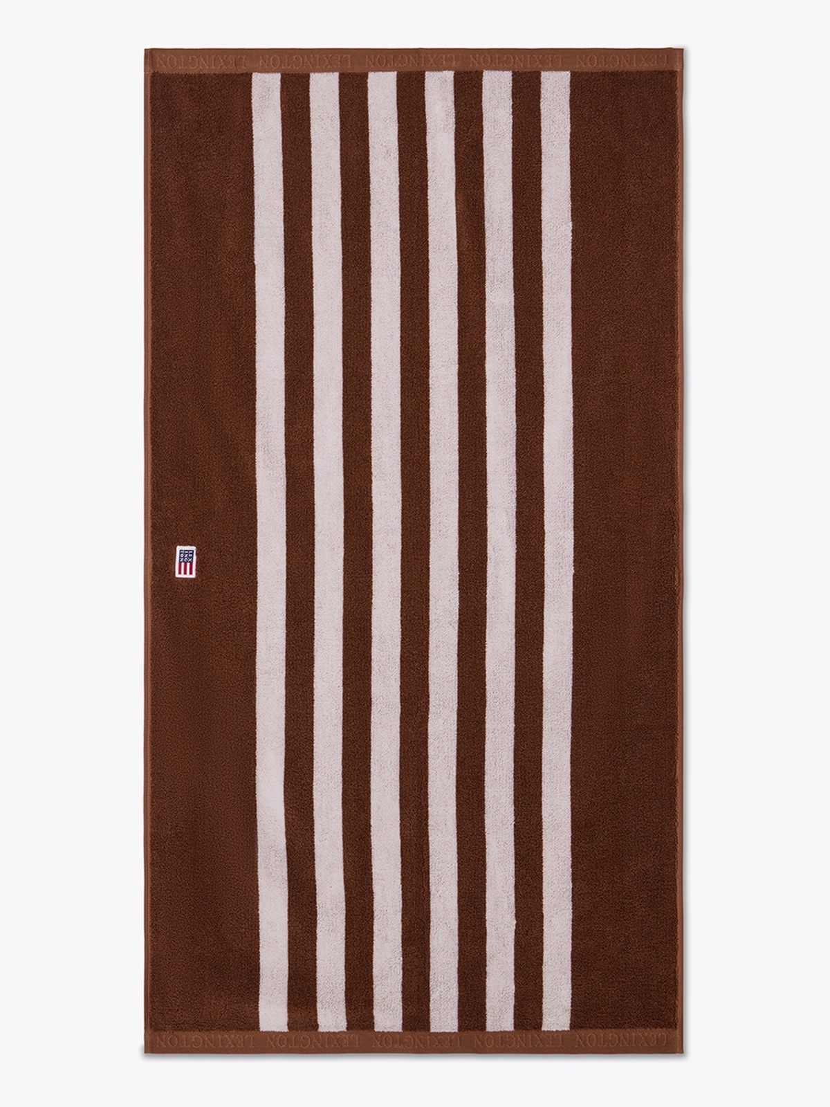 Lexington Striped Terry Towel Fig/Snow White 70x130 Brun