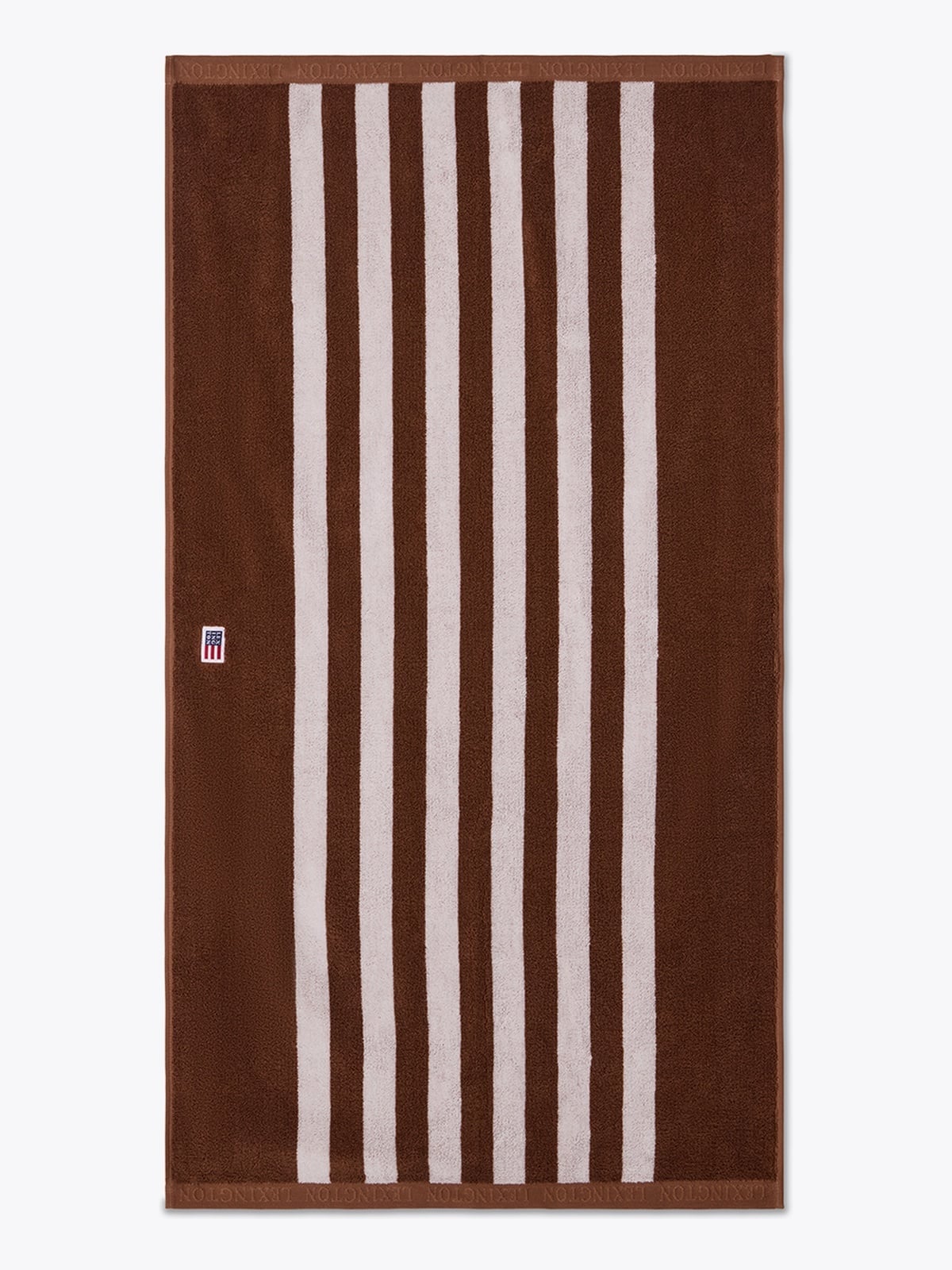 Lexington Striped Terry Towel Fig/Snow White 70x130 Brun