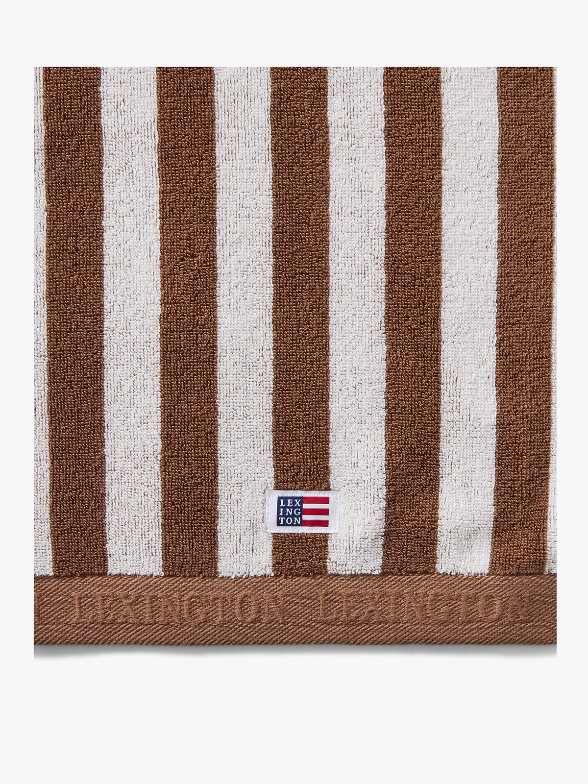 Lexington Striped Terry Towel Fig/Snow White 70x130 Brun