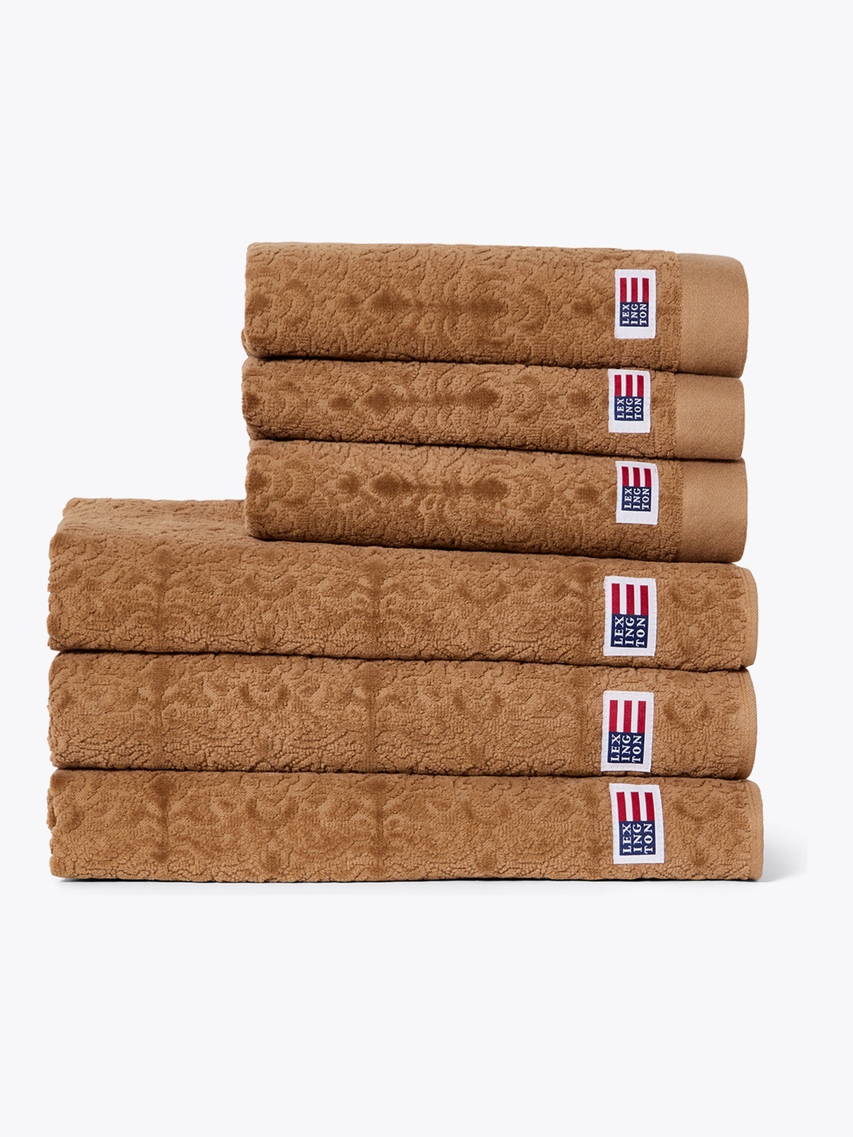 Lexington Velour Jacquard Ornament Towel Fudge 100x150 Brun