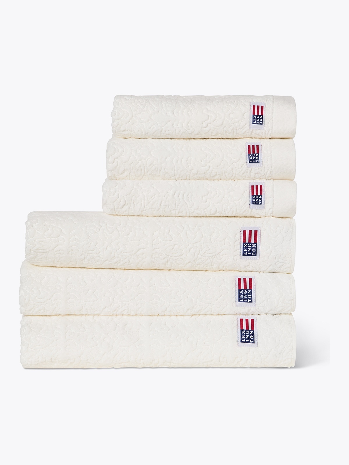 Lexington Velour Jacquard Ornament Towel Fudge 100x150 Hvit