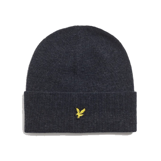 Lyle & Scott Lambswool Blend Ribbed Beanie Z56 Dark Navy Marl