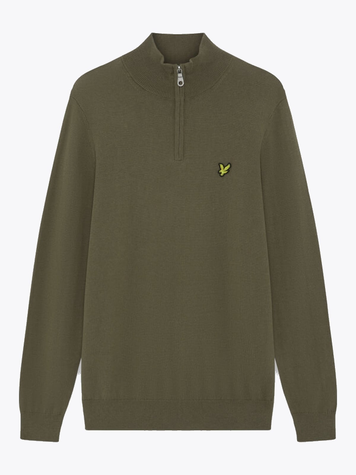 Lyle & Scott Cotton Merino Quarter Zip Jumper Khaki Ash