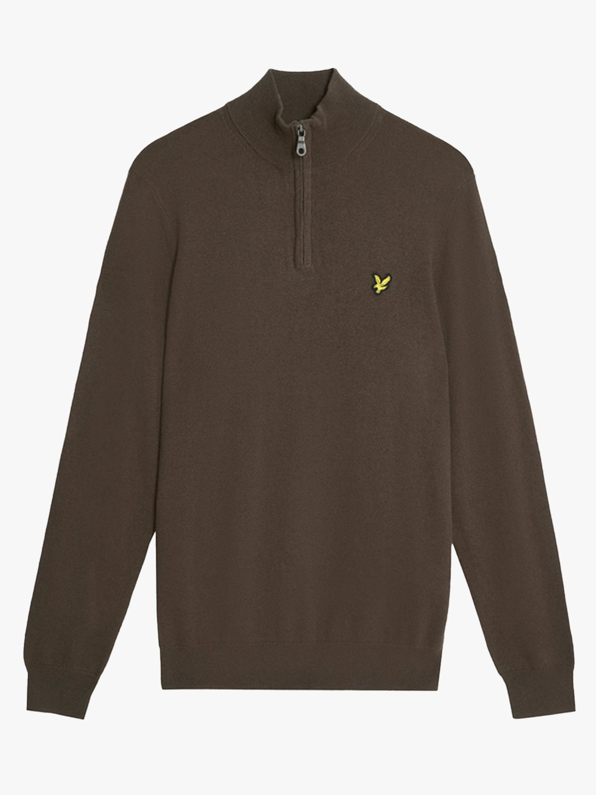Lyle & Scott Cotton Merino Quarter Zip Jumper Espresso