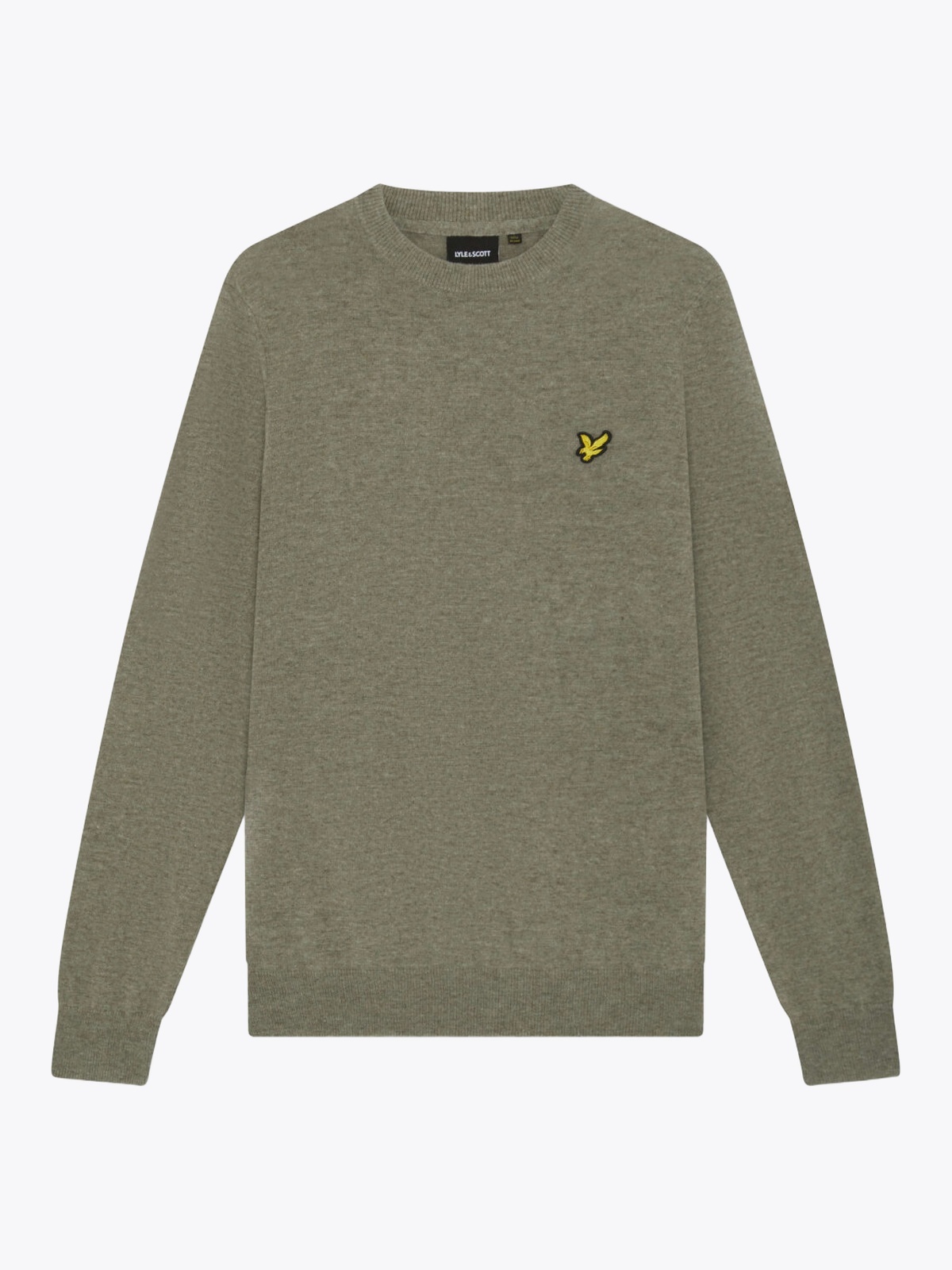 Lyle & Scott Lambswool Blend Crew Neck Jumper Khaki Smoke Marl