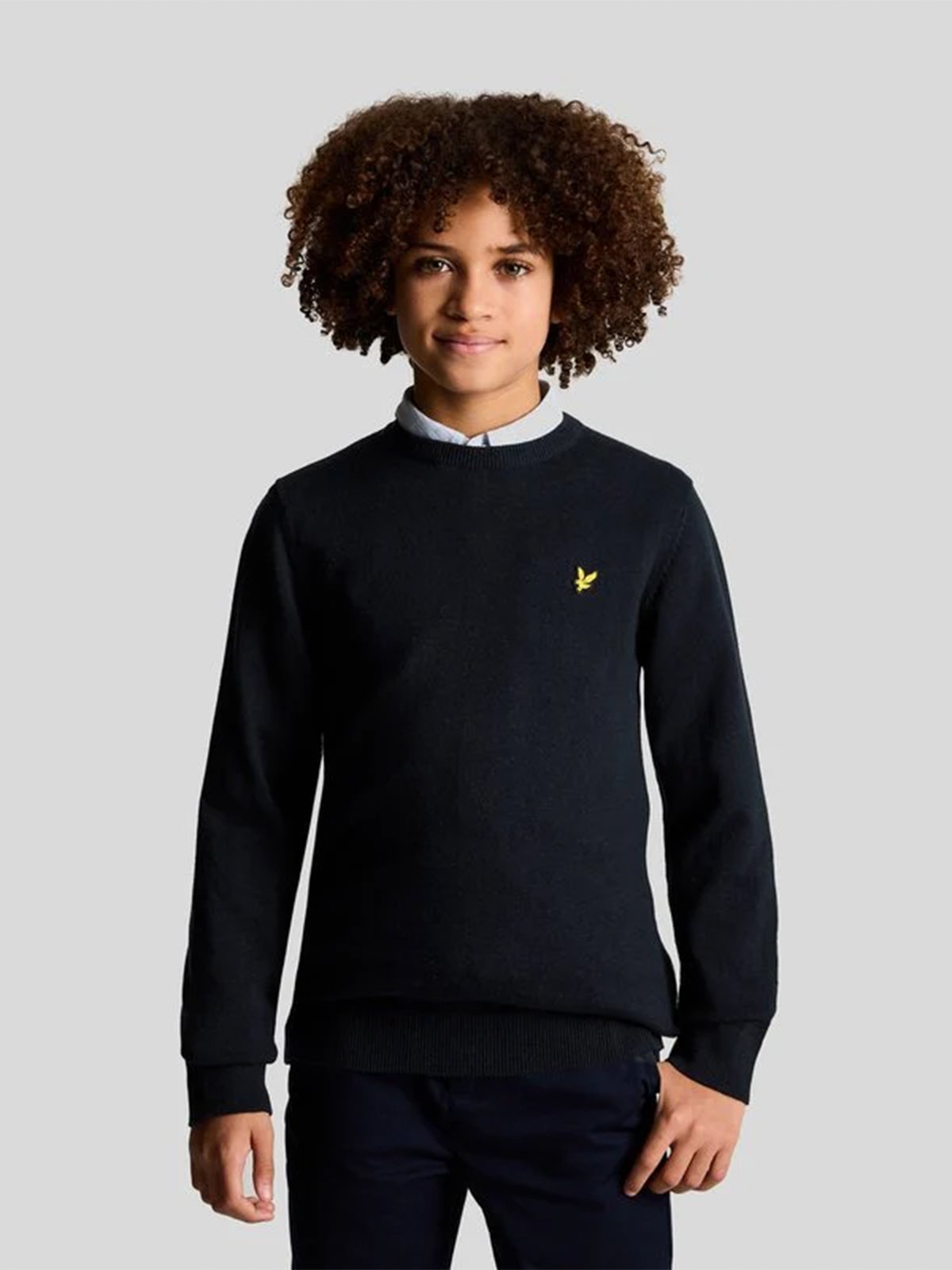 Lyle & Scott Junior Cotton Crew Neck Jumper Dark Navy