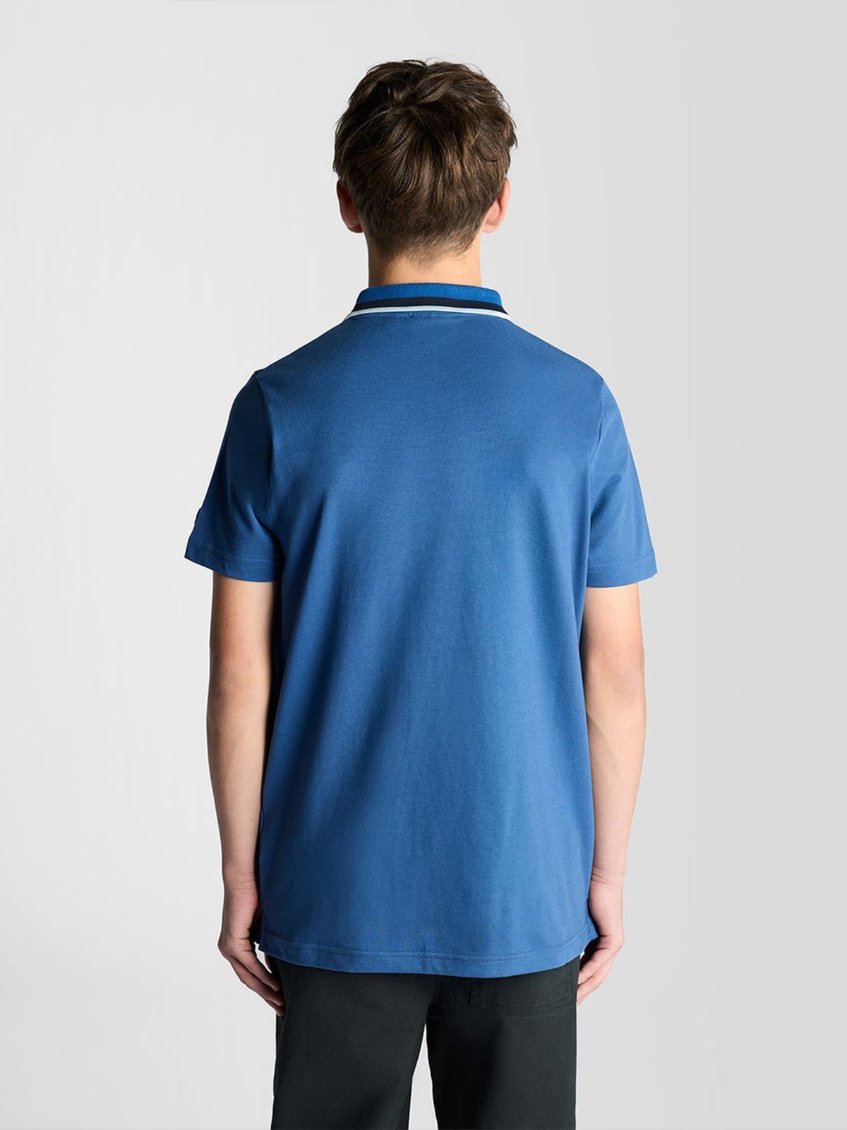 Lyle & Scott Junior Tipped Logo Polo Shirt Dark Cornflower