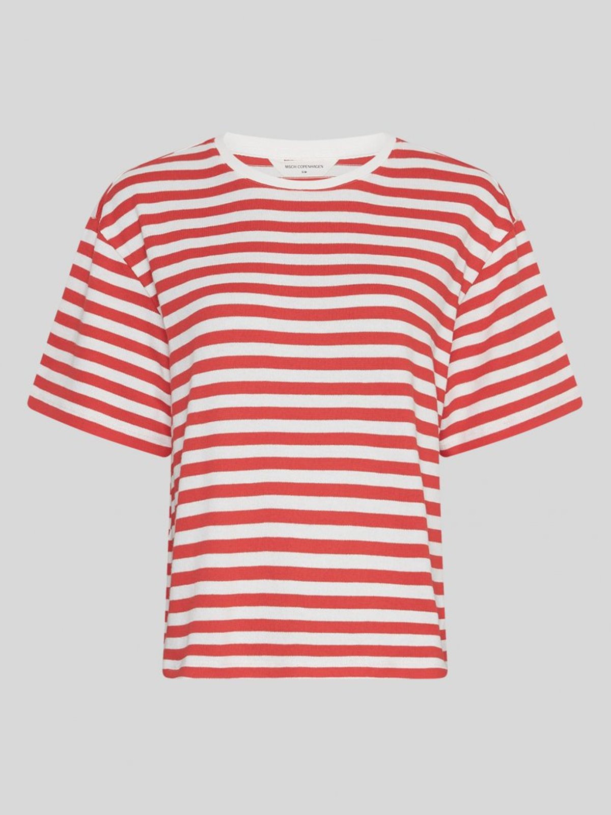 MSCH Copenhagen Kemba Bahara Short Sleeve Pullover V Ice/F Scarlet