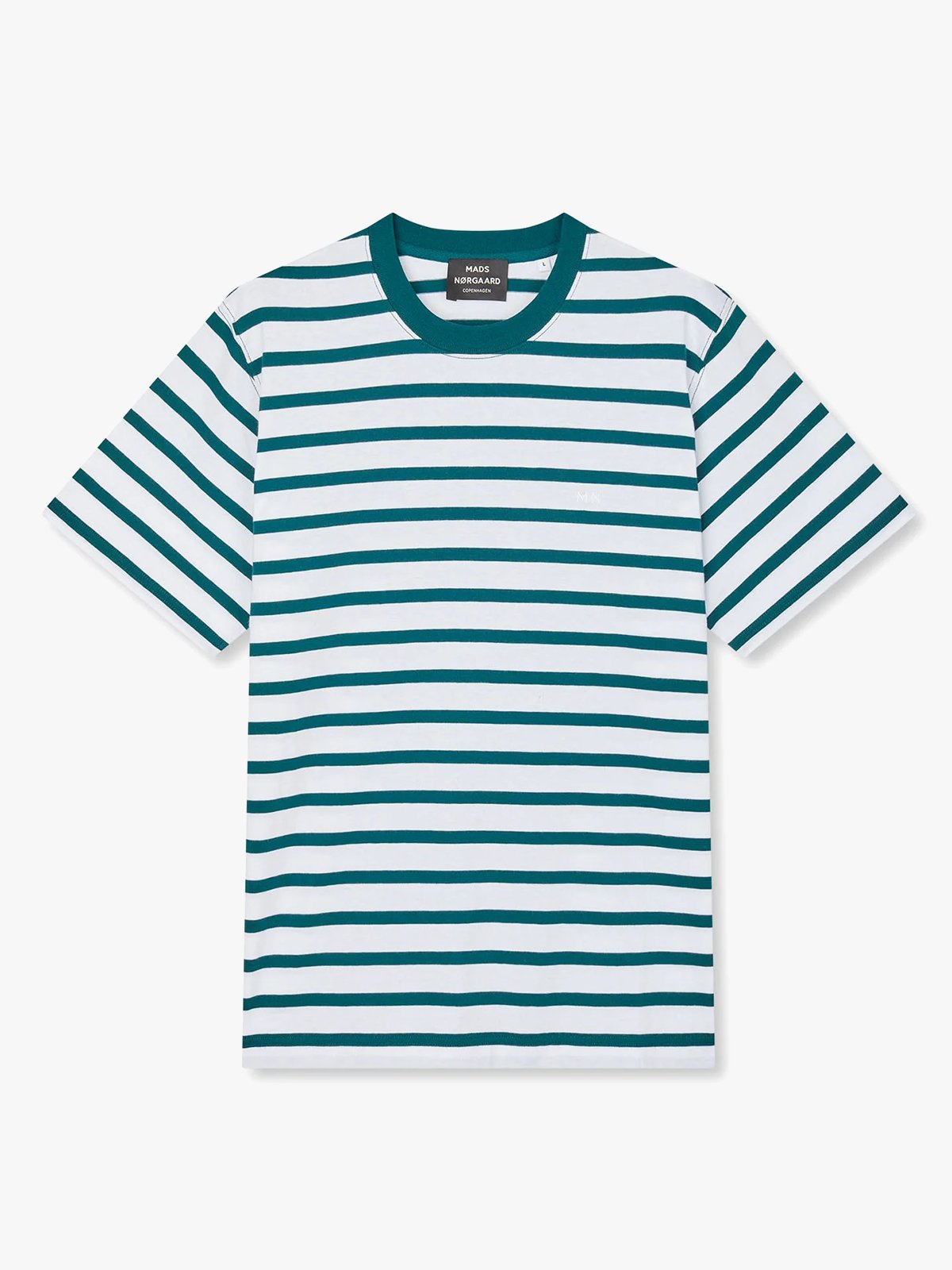 Mads Nørgaard Cotton Jersey Stripe Frode Tee Deep Sea / White