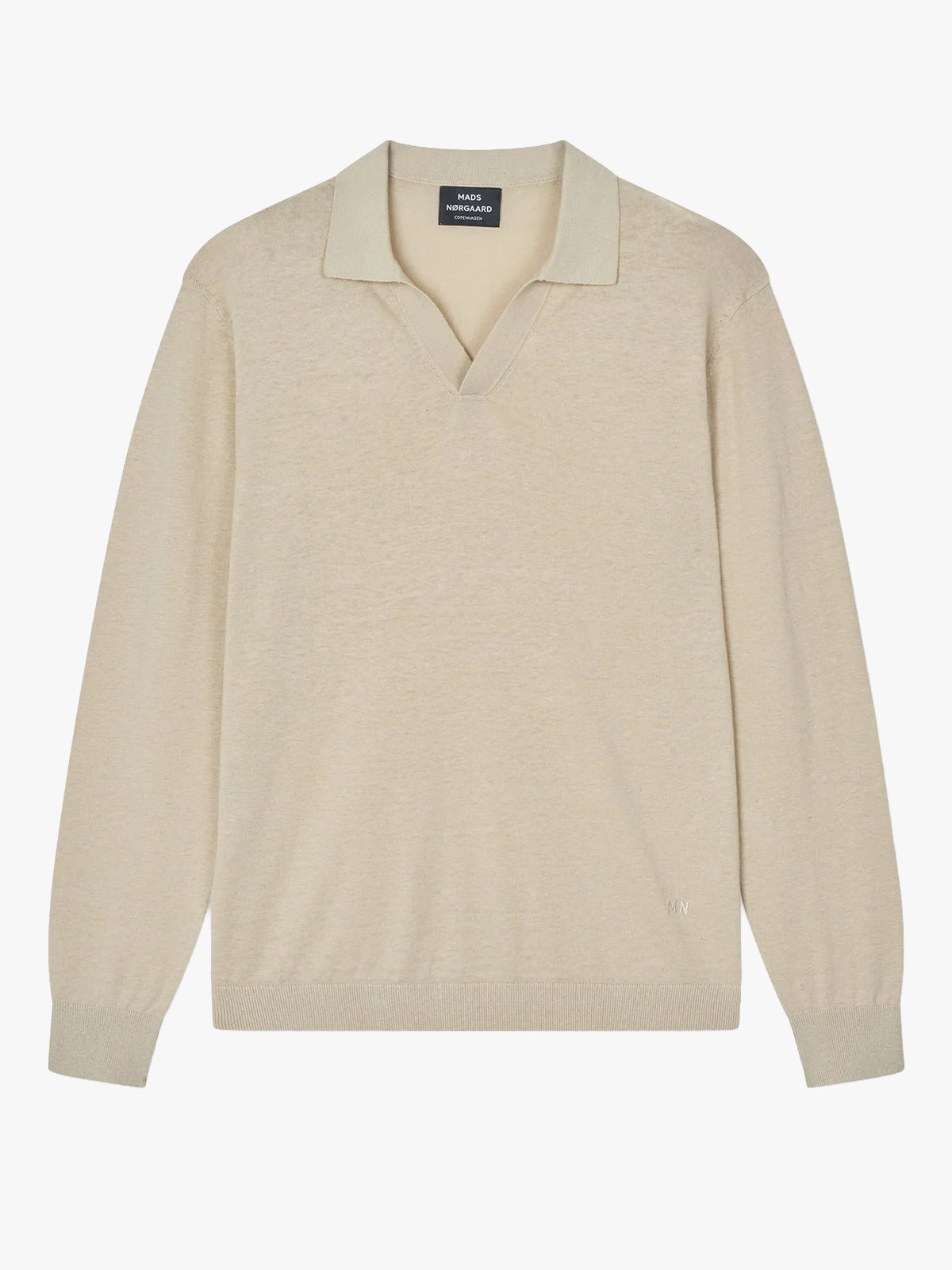 Mads Nørgaard Cotton Lino Theo Polo Long Sleeve Knit Castle Wall