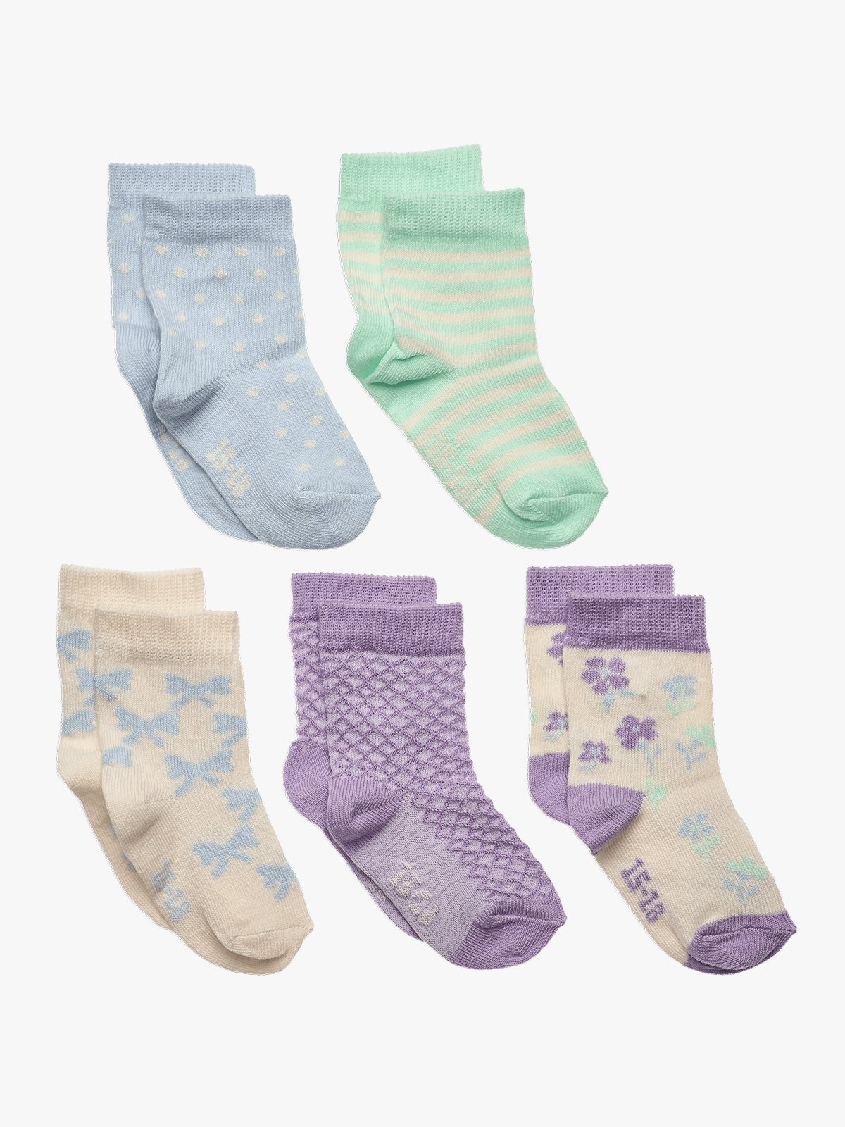 Minymo Socks With Pattern 5-Pack Lavendel