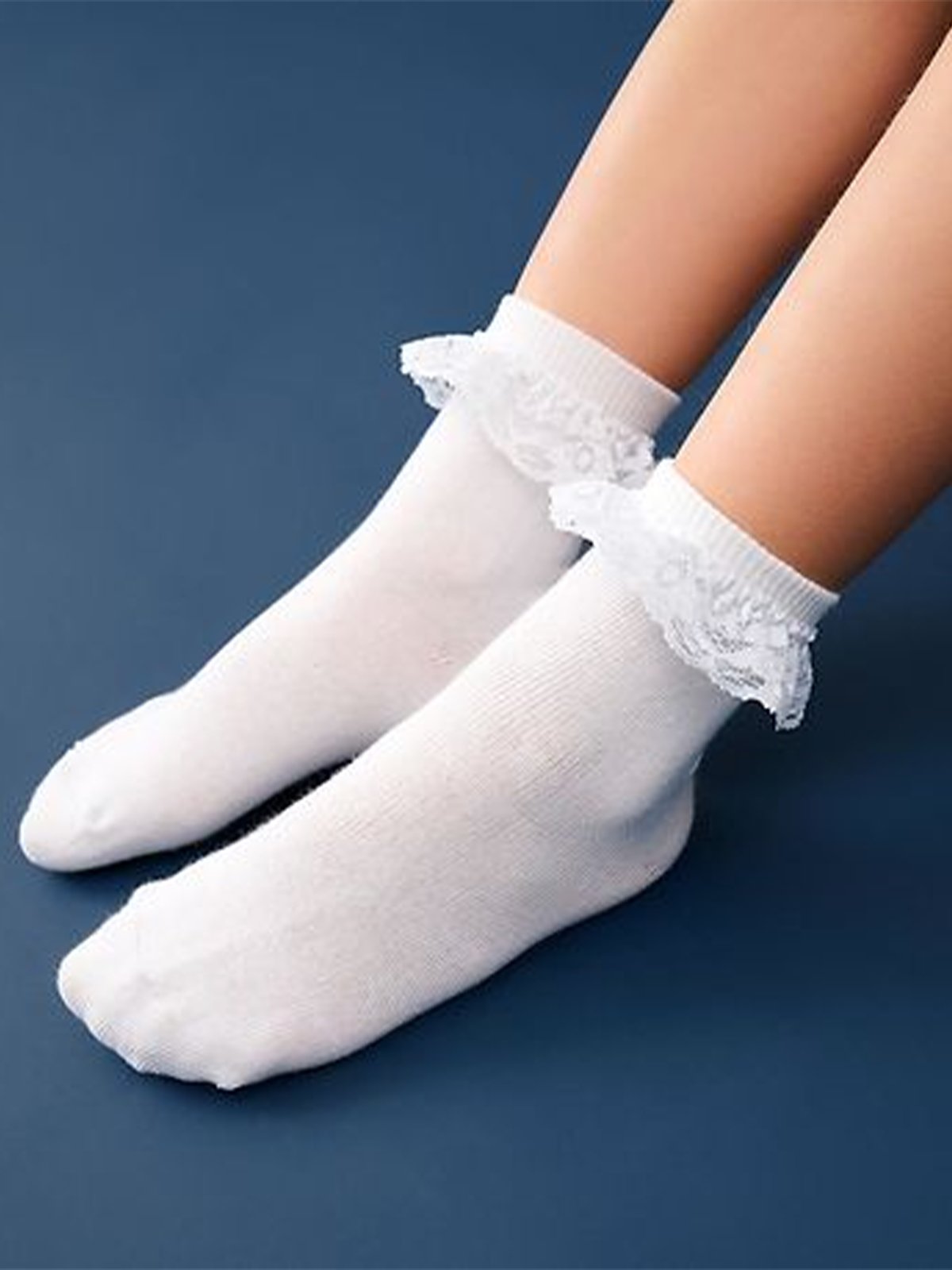 Minymo Ankle Sock With Lace Hvit