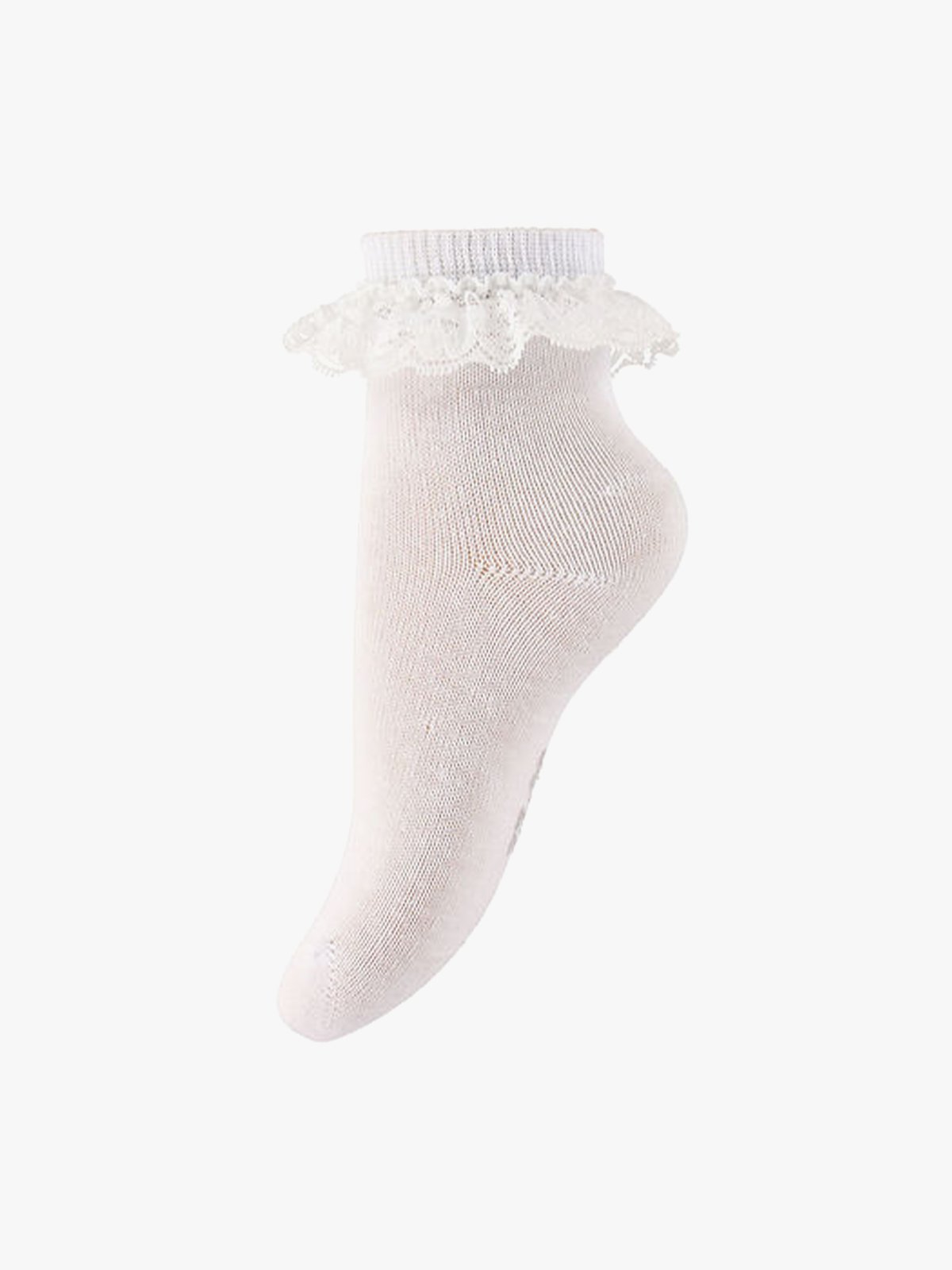 Minymo Ankle Sock With Lace Hvit