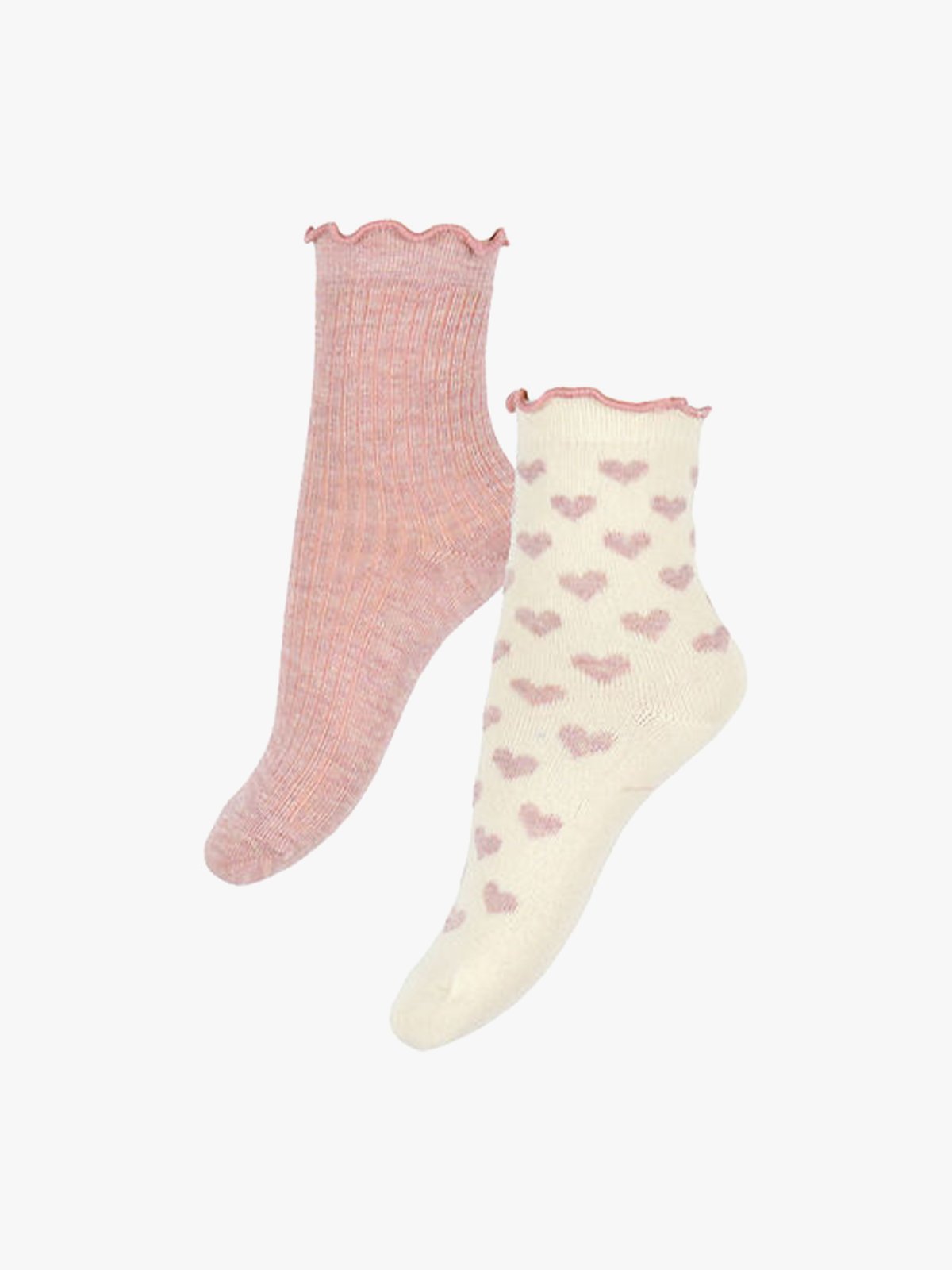 Minymo Socks W. Lettuce Edge (2 Pack) Light Rose