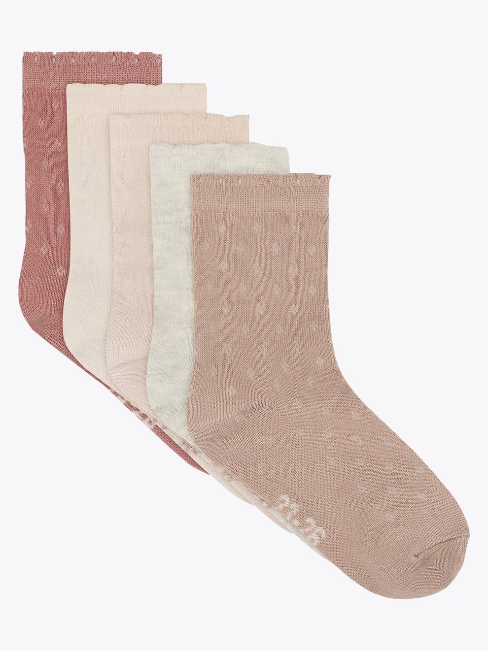 Minymo Socks With Knit 5 Pack White / Rose