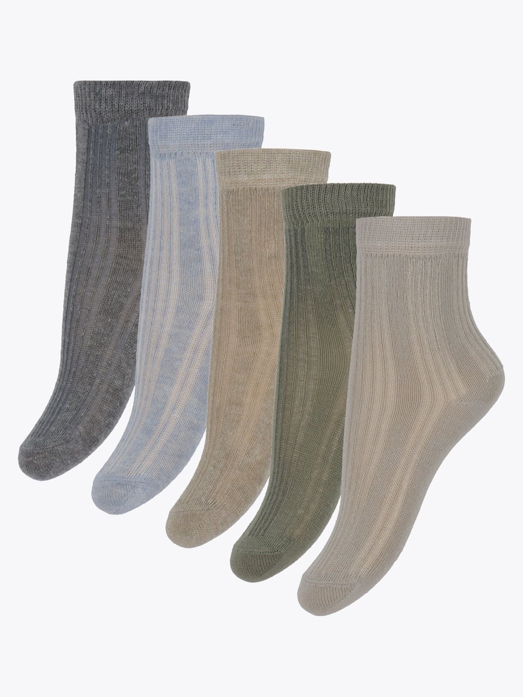 Minymo Socks With Knit 5 Pack Green / Blue / Beige