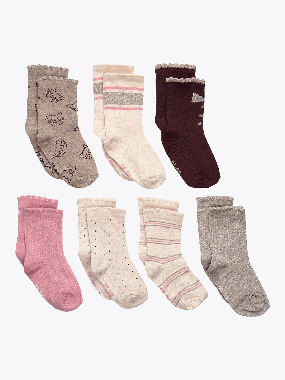 Minymo Socks W.Pattern (7 Pack ) Wild Rose