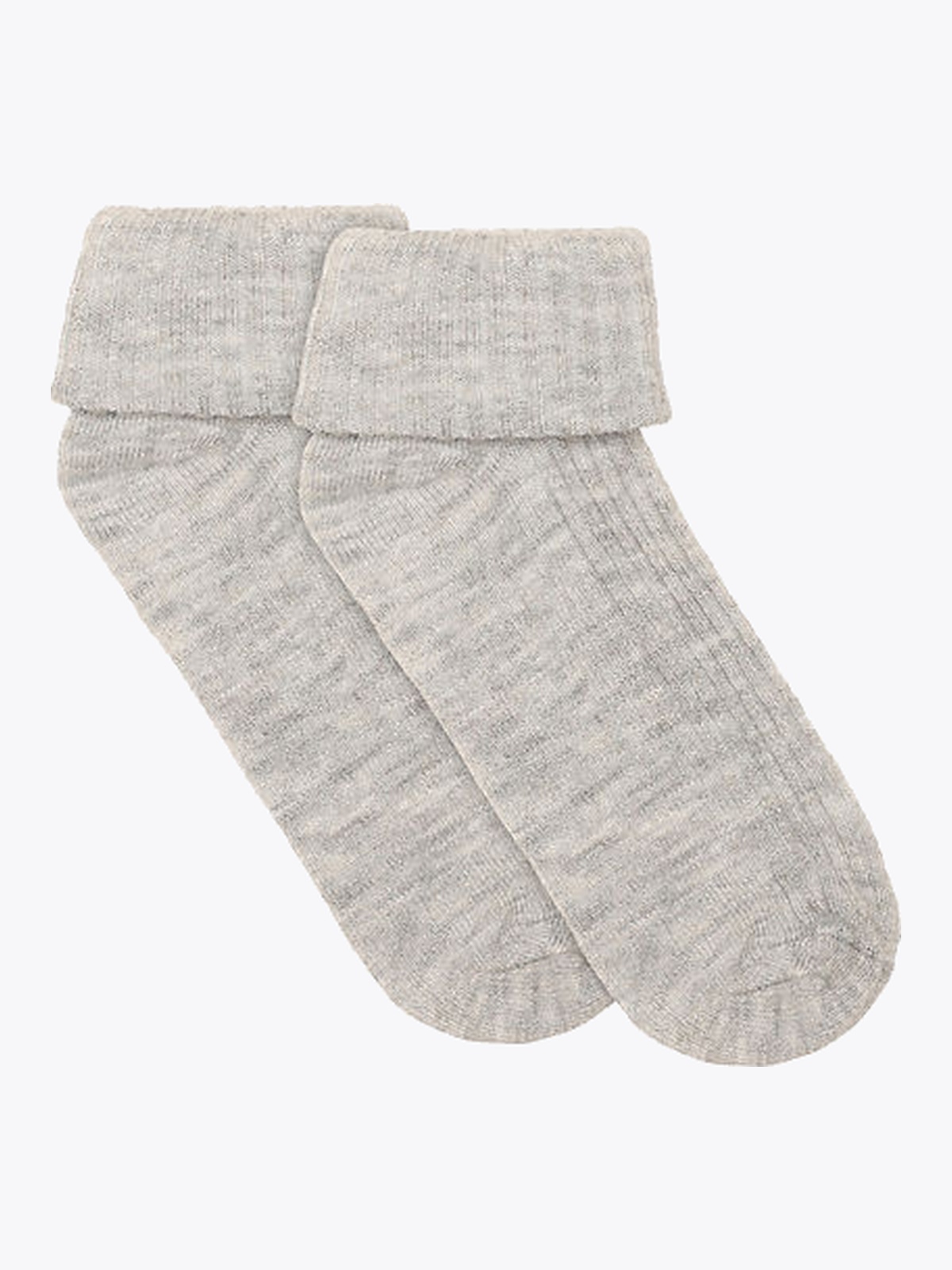 Minymo Baby 2x2 Rib Wool Socks (2 Pack) Light Grey Melange