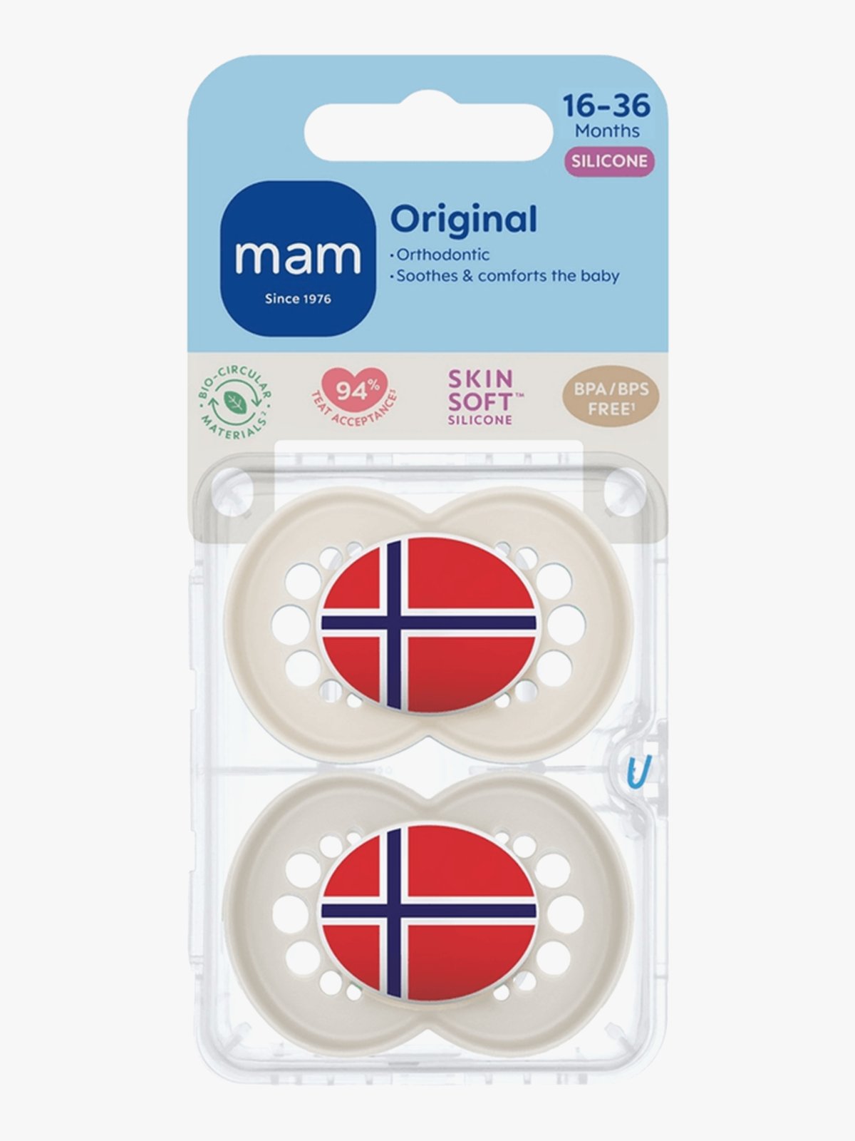 Mam Original Norway Sil 16-36 Mnd 2Pk Flerfarget