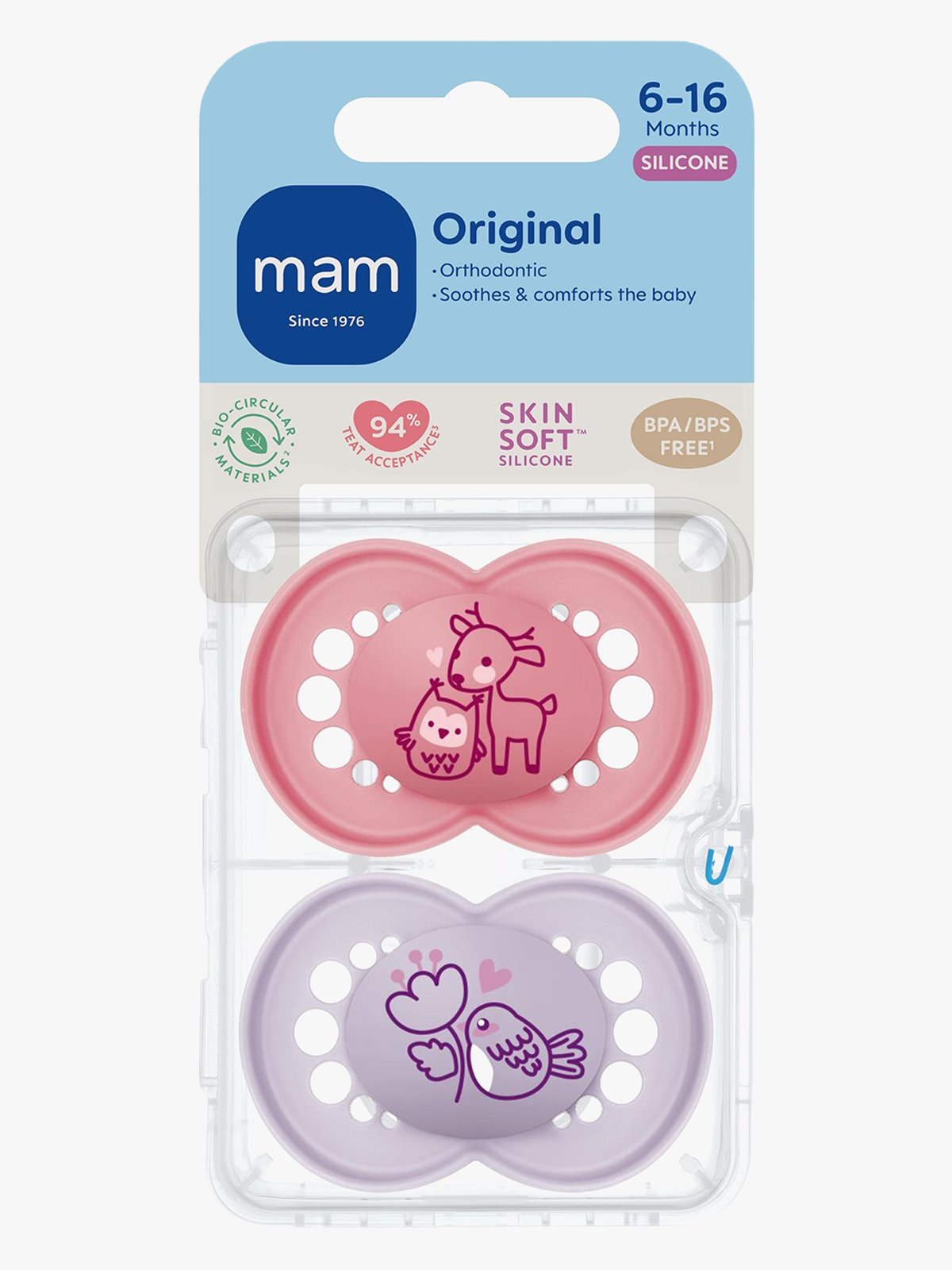 Mam Original 6-16M Pink 2Pk Rosa
