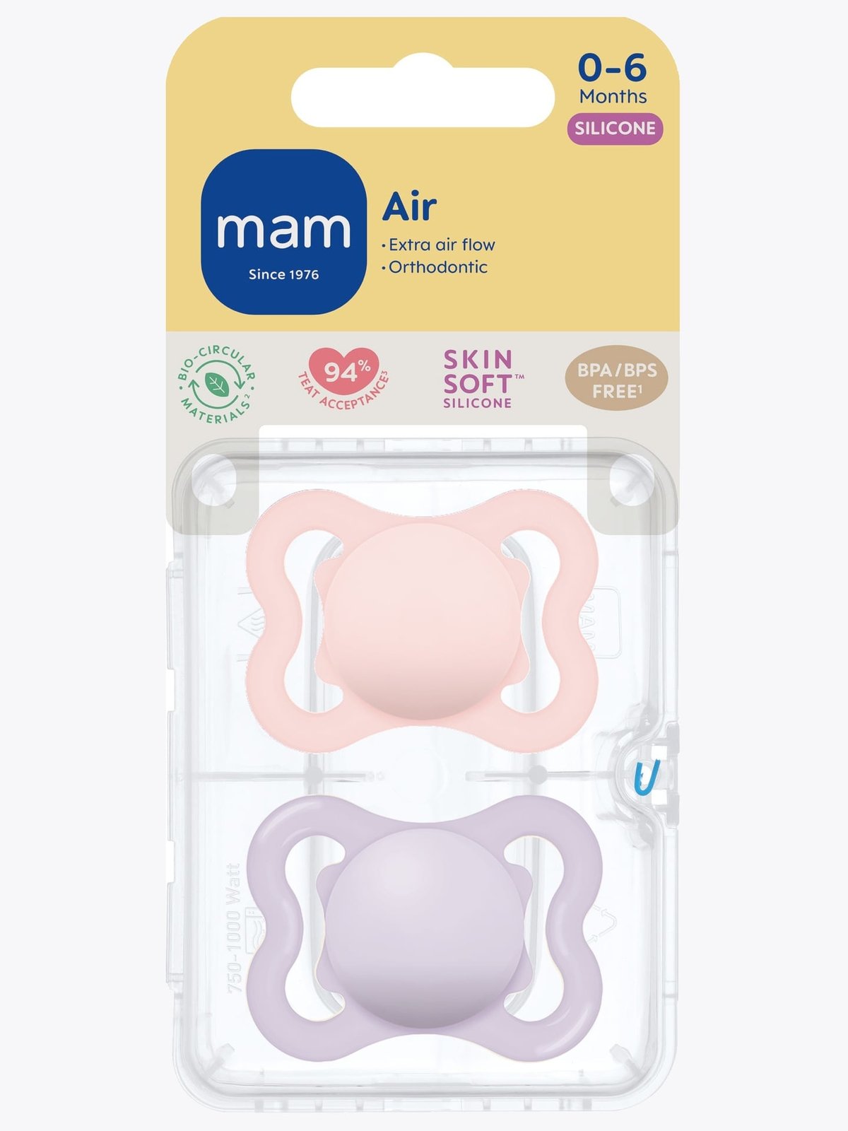 Mam Air Silicone 0-6M Pink 2Pk Rosa