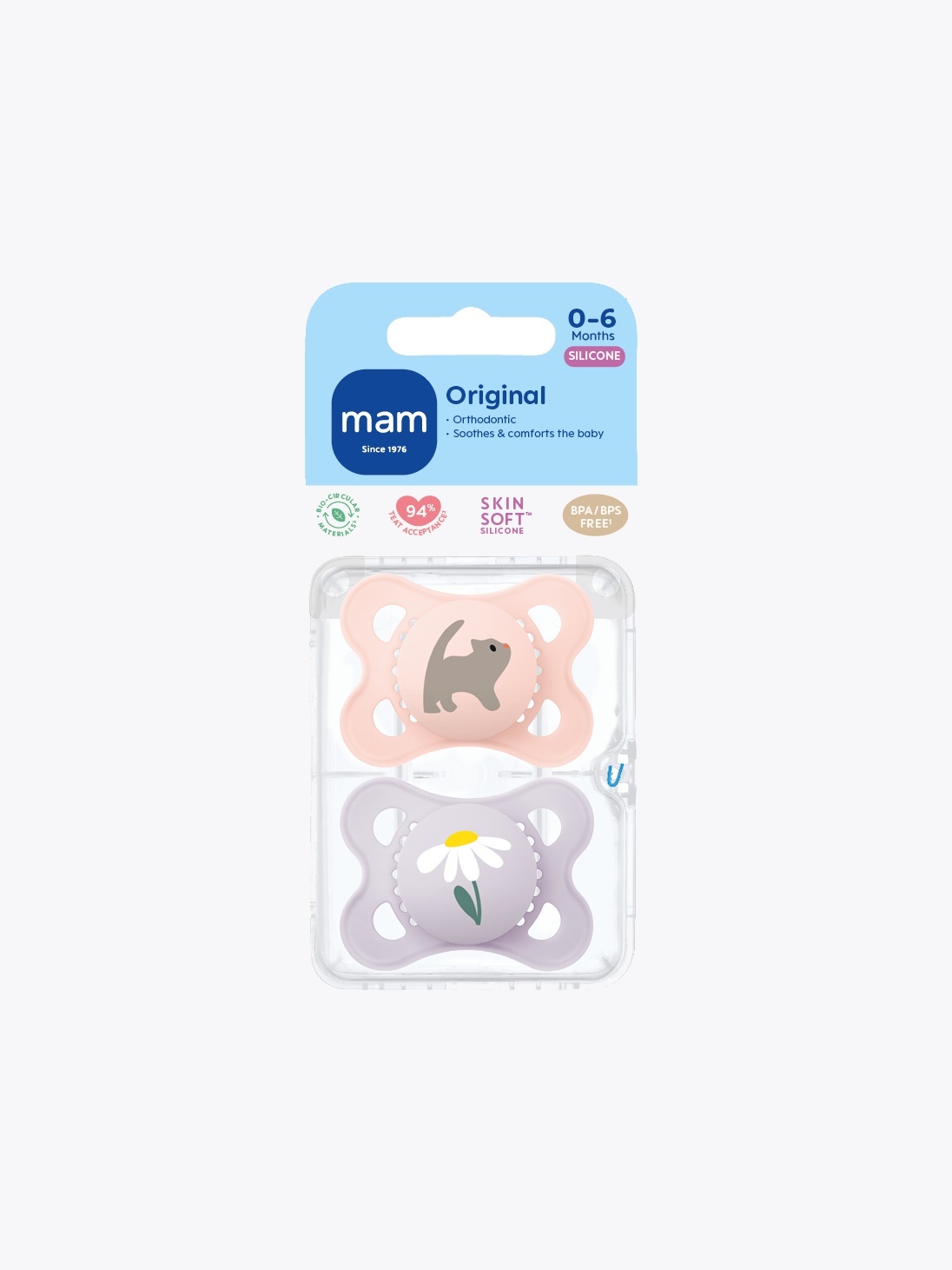Mam Original 0-6M Silk Pink 2Pk Rosa