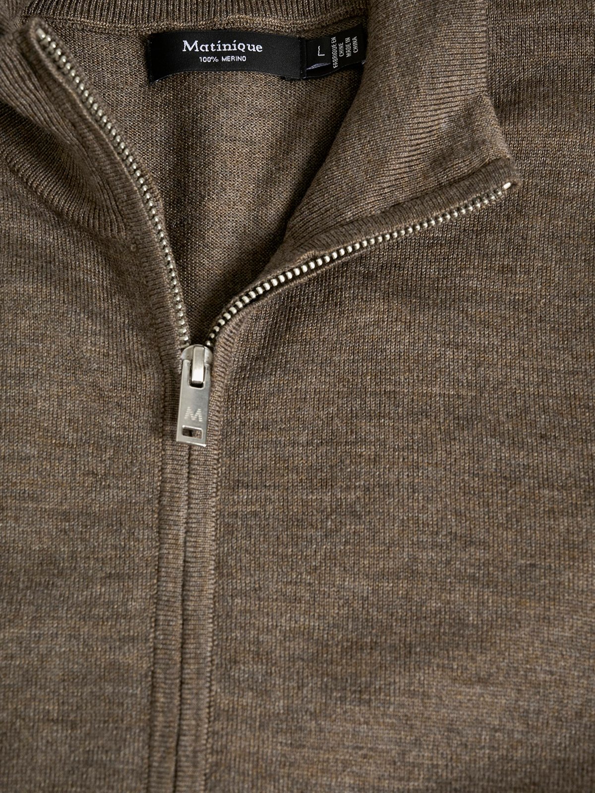 Matinique Mason Wool Cardigan Brown Soil Melange