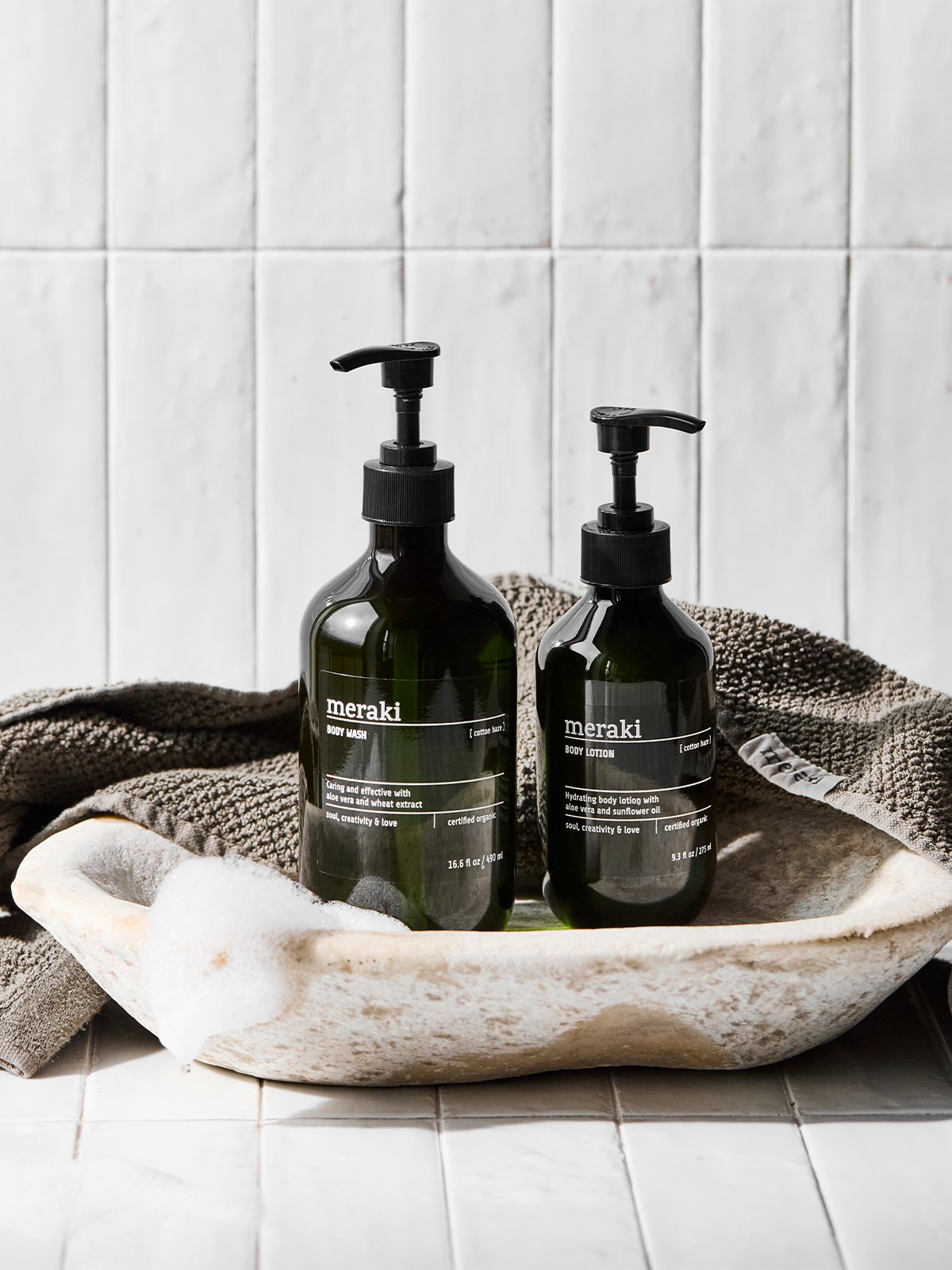 Meraki Body Wash Cotton Haze 490 ml Grønn