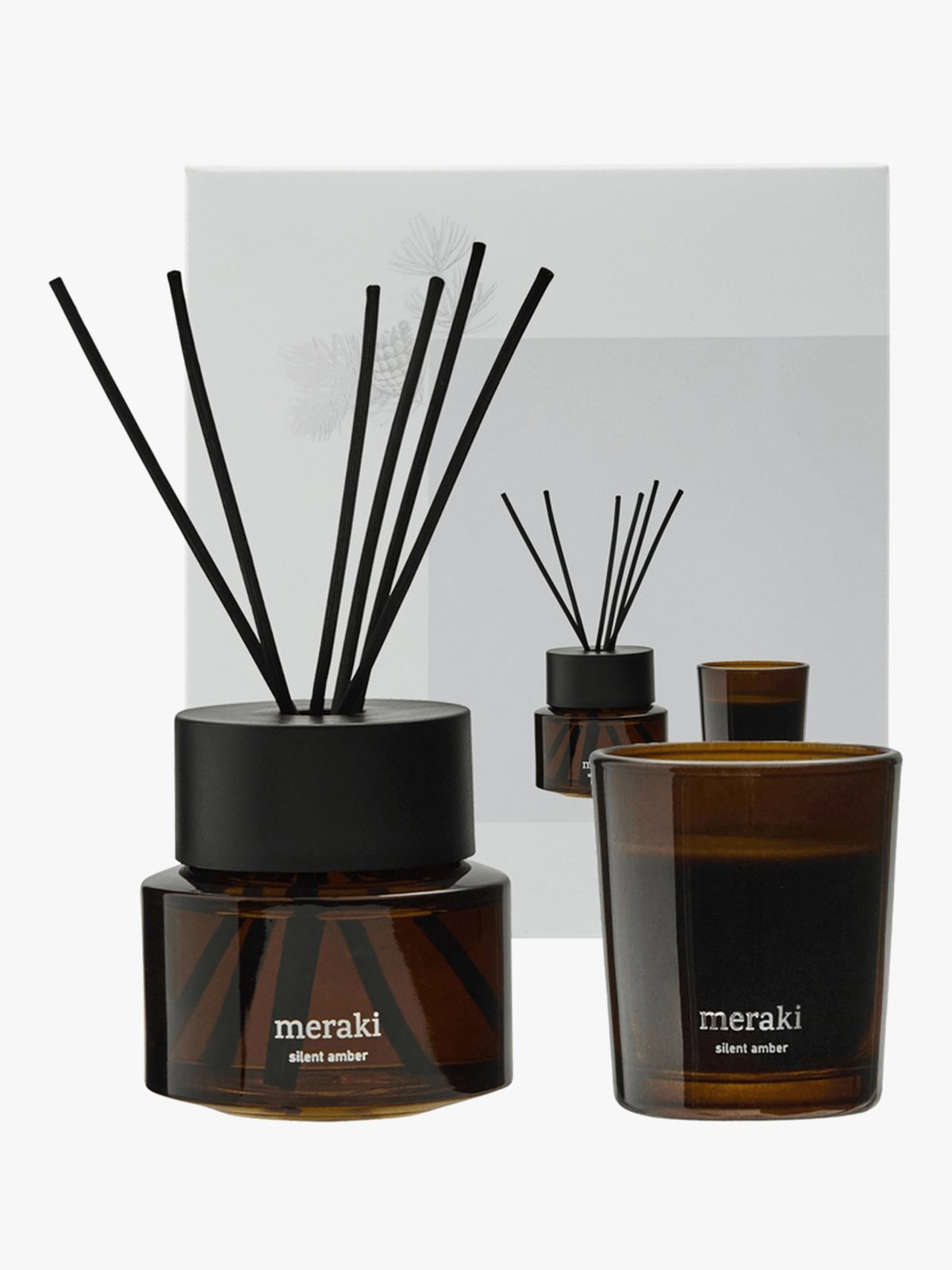 Meraki Silent Amber Duftpinner & Duftlys Gaveeske Hvit