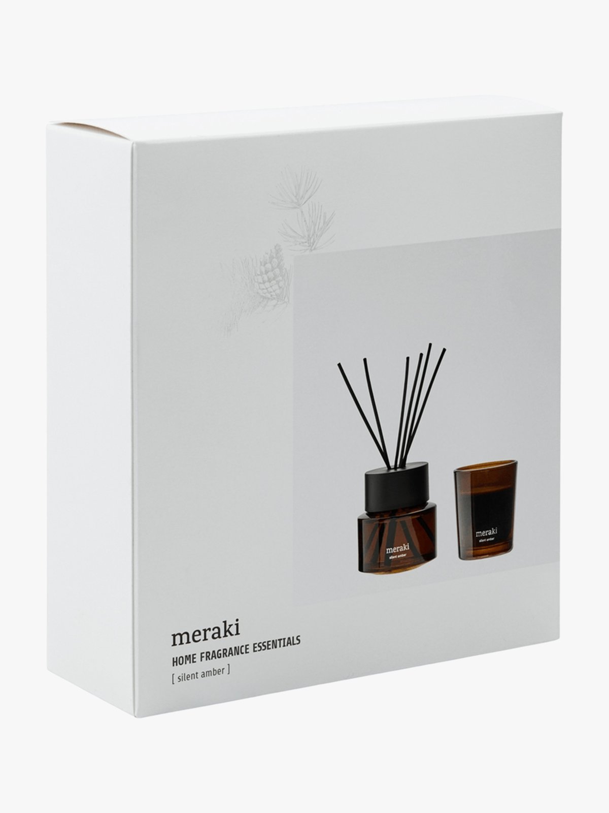 Meraki Silent Amber Duftpinner & Duftlys Gaveeske Hvit