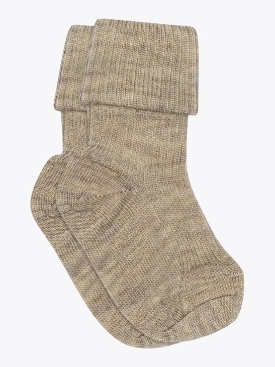 MP Denmark Wool rib baby socks Light Brown Melange