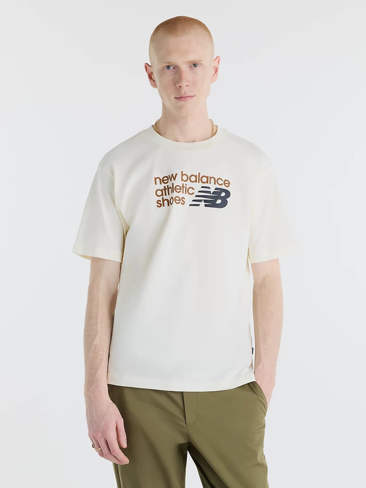 New Balance Athletics Premium Relaxed Chest Logo T-Shirt Angora