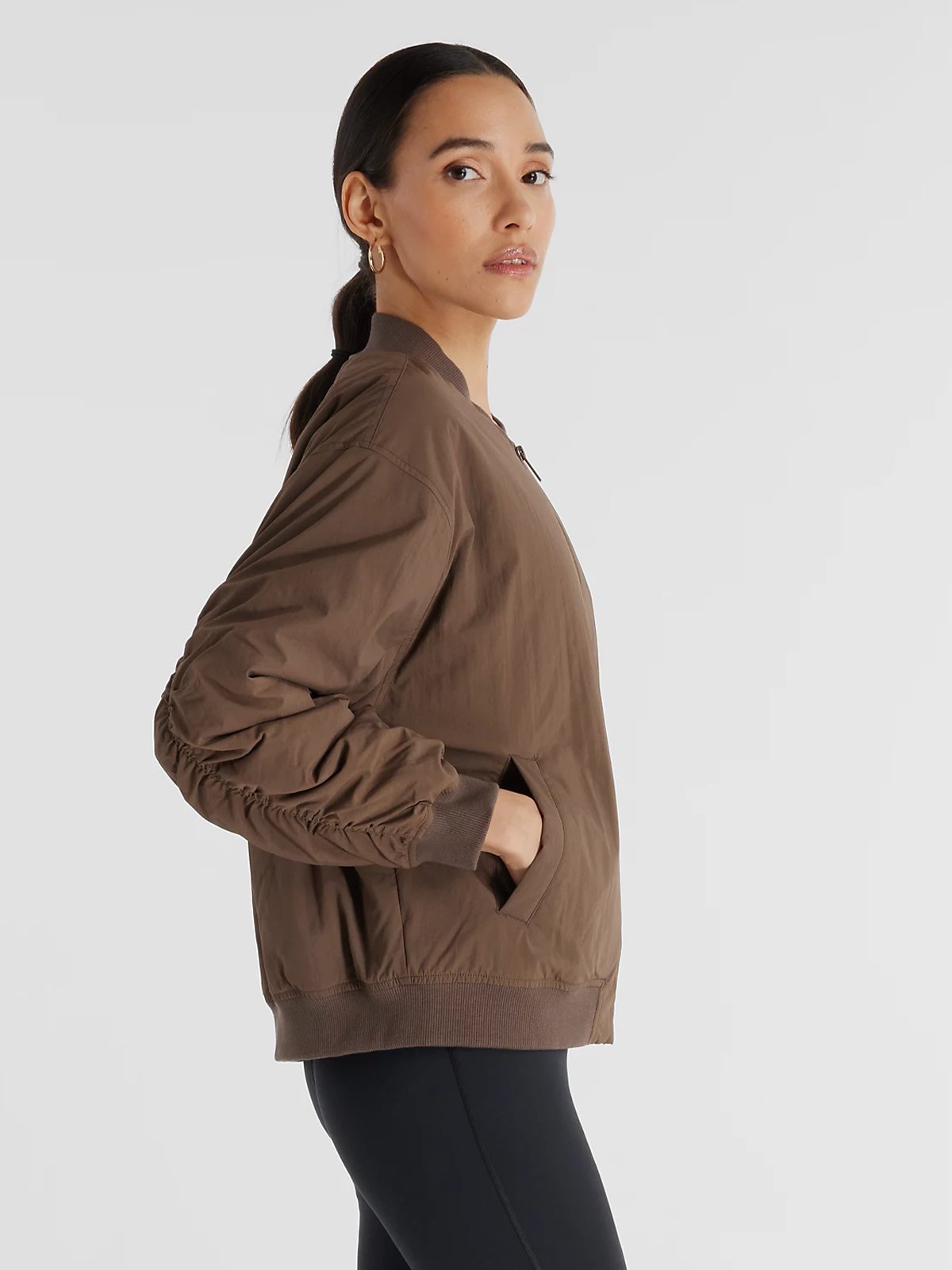 New Balance Graphic Woven Bomber Jacket Dark Mushroom