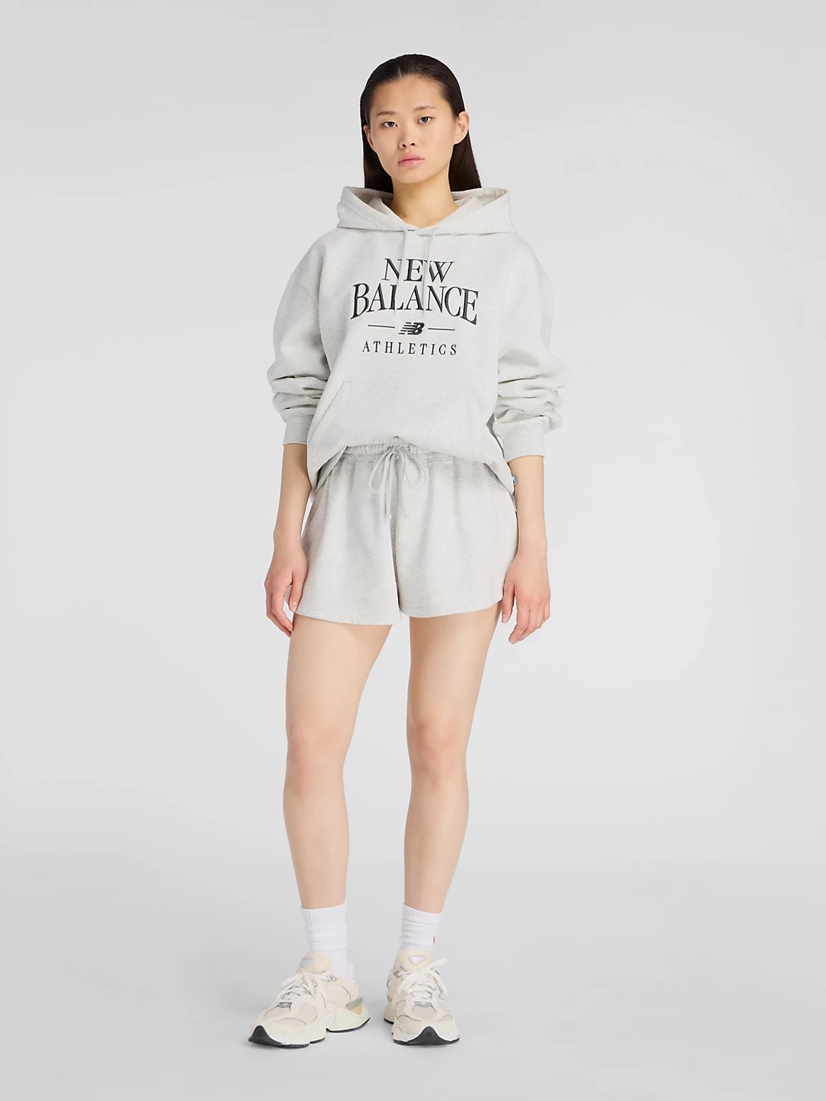 New Balance Linear Heritage Fleece Hoodie Ash Heather