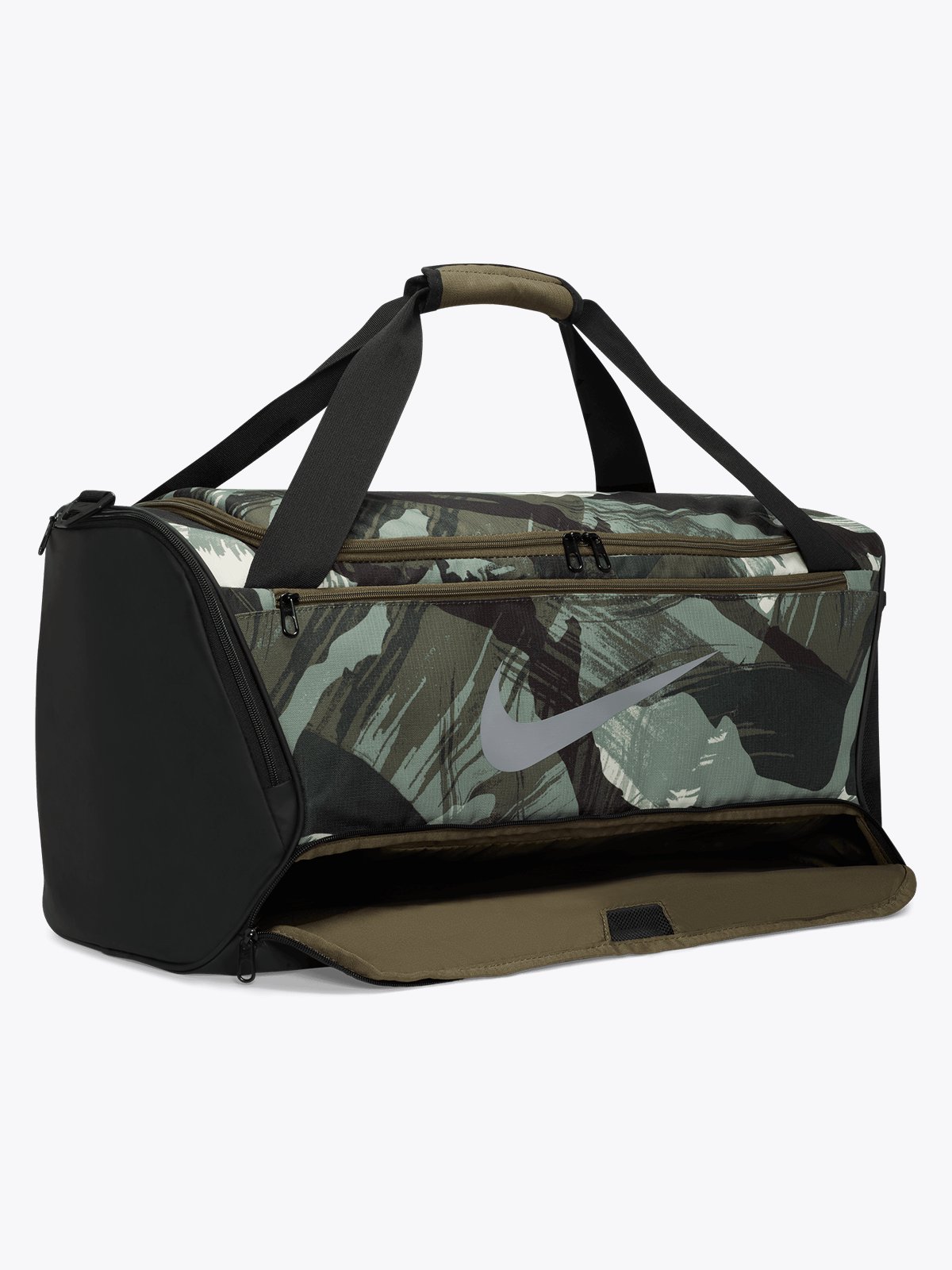 Nike Brasilia Training Duffel Bag AOP 60L Medium Olive/Svart/Particle Grey