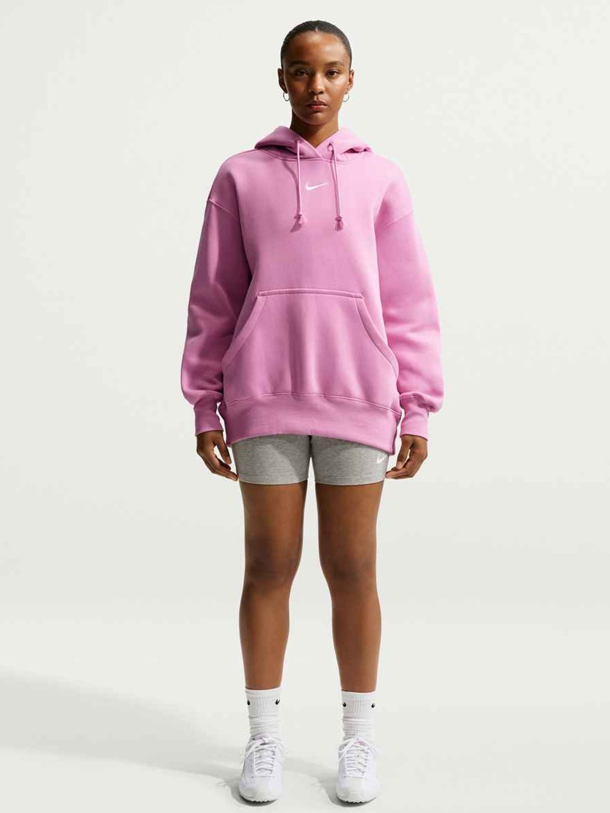 Nike Pheonix Fleece Over-Sized Pullover Hoodie Magenta / Sail